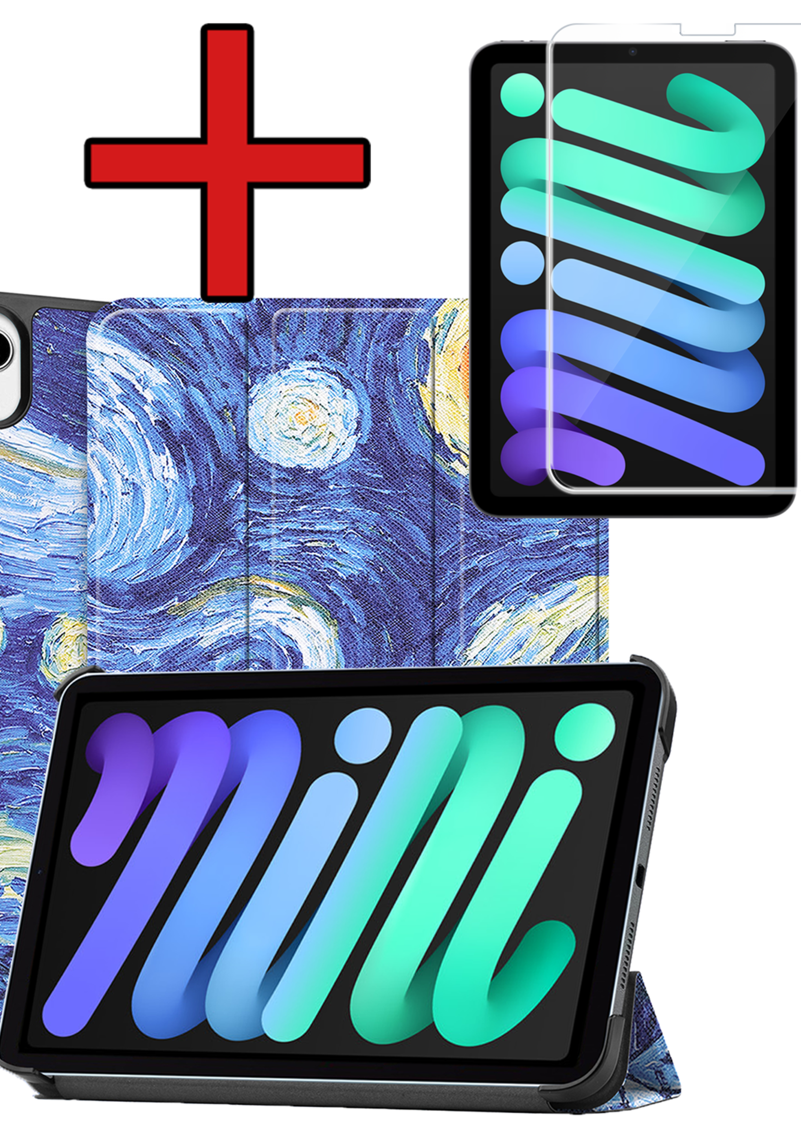 BTH BTH iPad Mini 7 Hoesje Met Screenprotector - Sterrenhemel