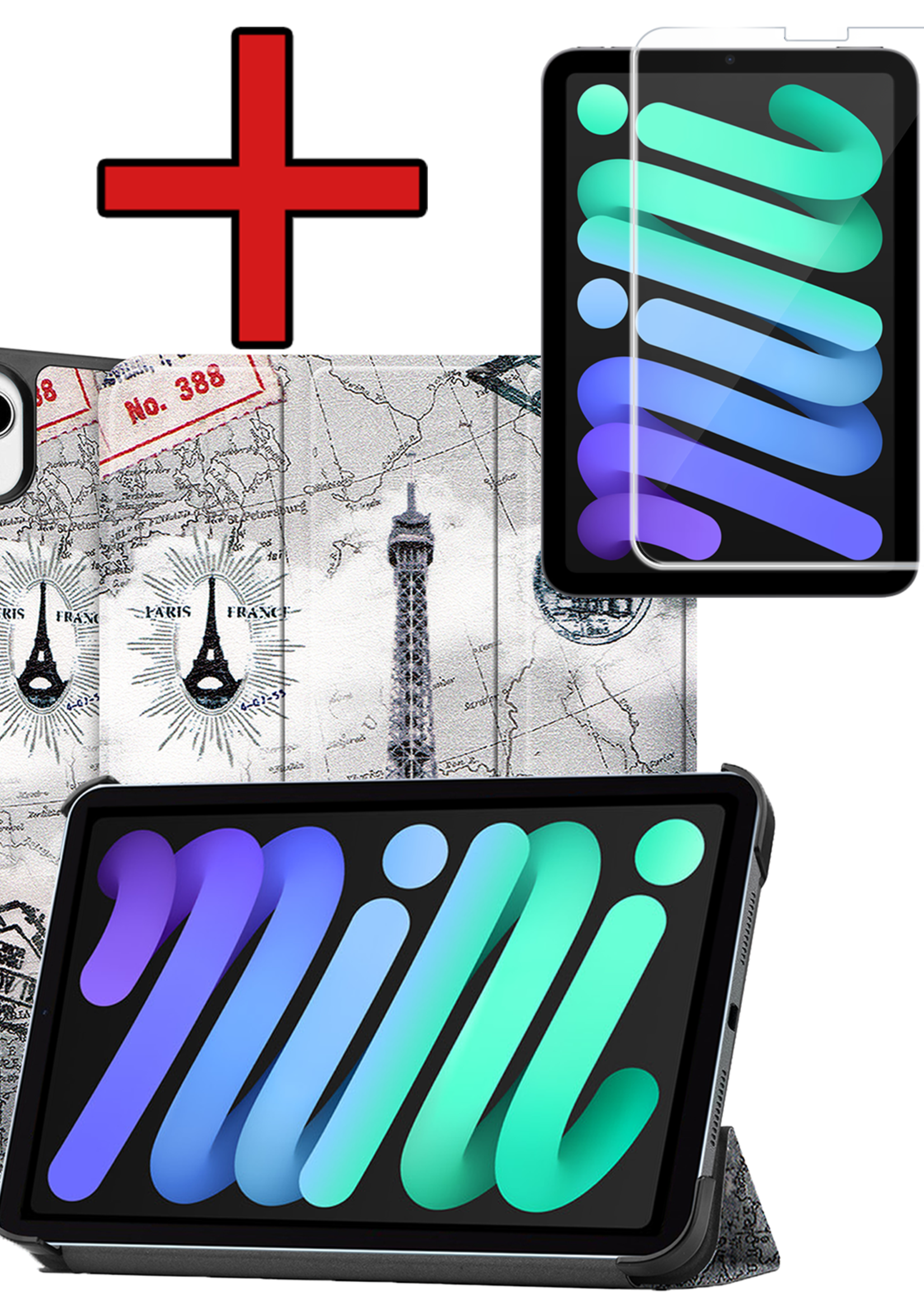BTH BTH iPad Mini 7 Hoesje Met Screenprotector - Eiffeltoren