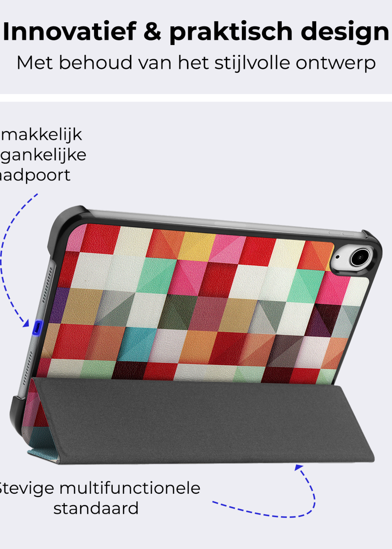 BTH BTH iPad Mini 7 Hoesje Met Screenprotector - Blokken