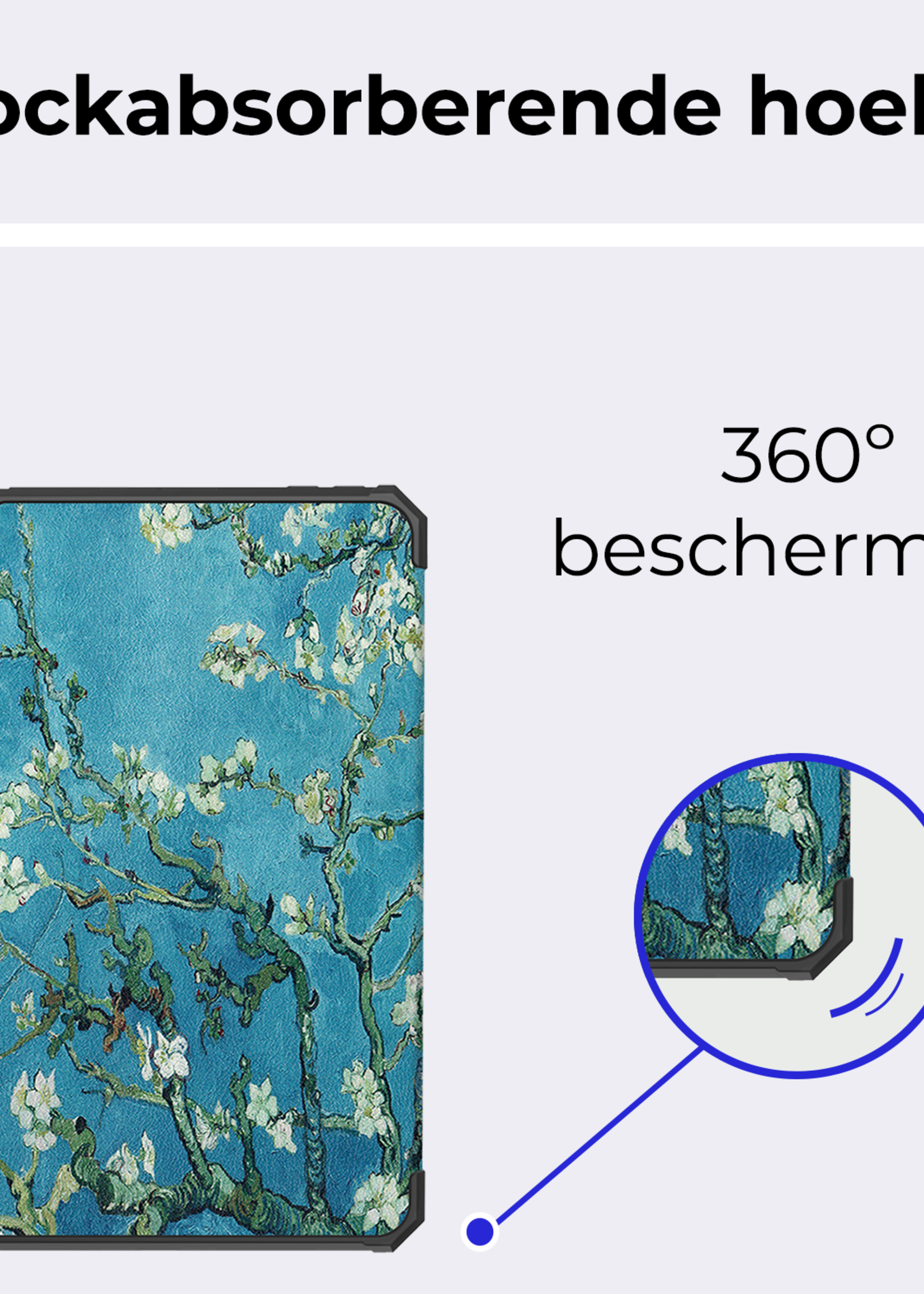 BTH BTH iPad Mini 7 Hoesje Met Uitsparing Apple Pencil En Met Screenprotector - Witte Bloesem