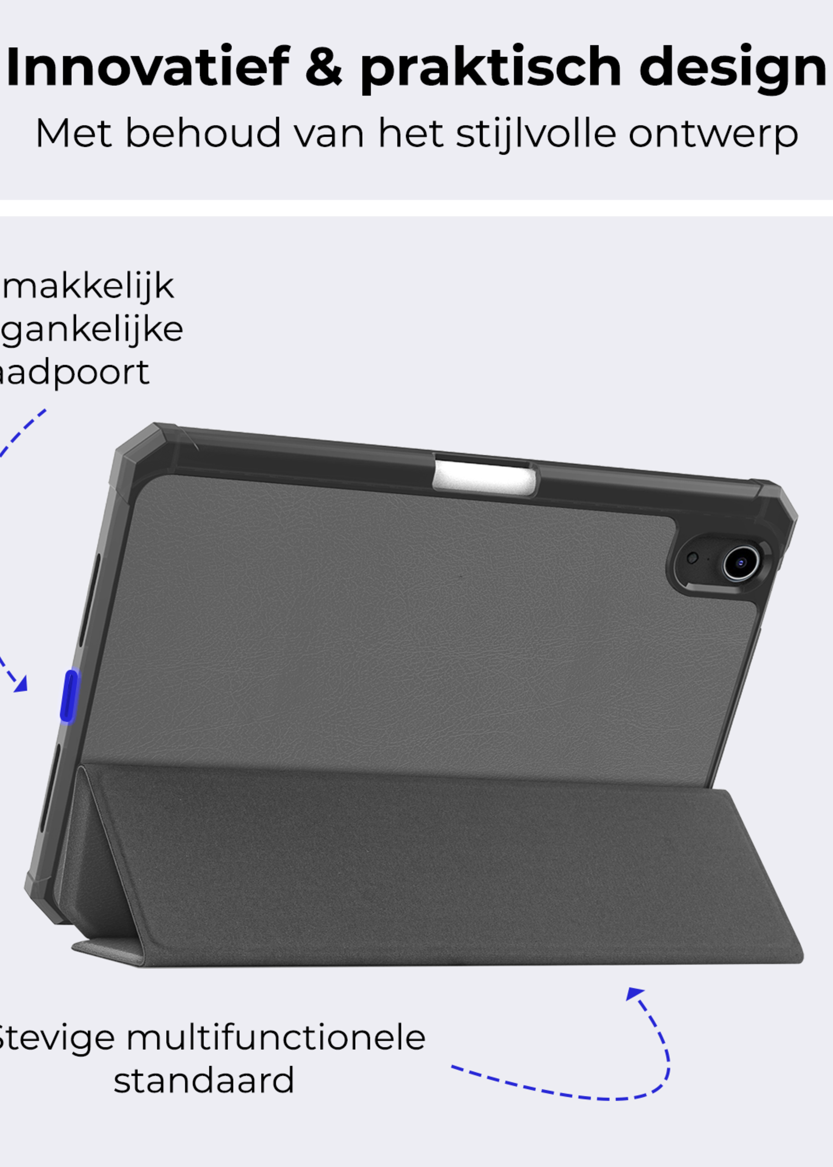 BTH BTH iPad Mini 7 Hoesje Met Uitsparing Apple Pencil En Met Screenprotector - Grijs