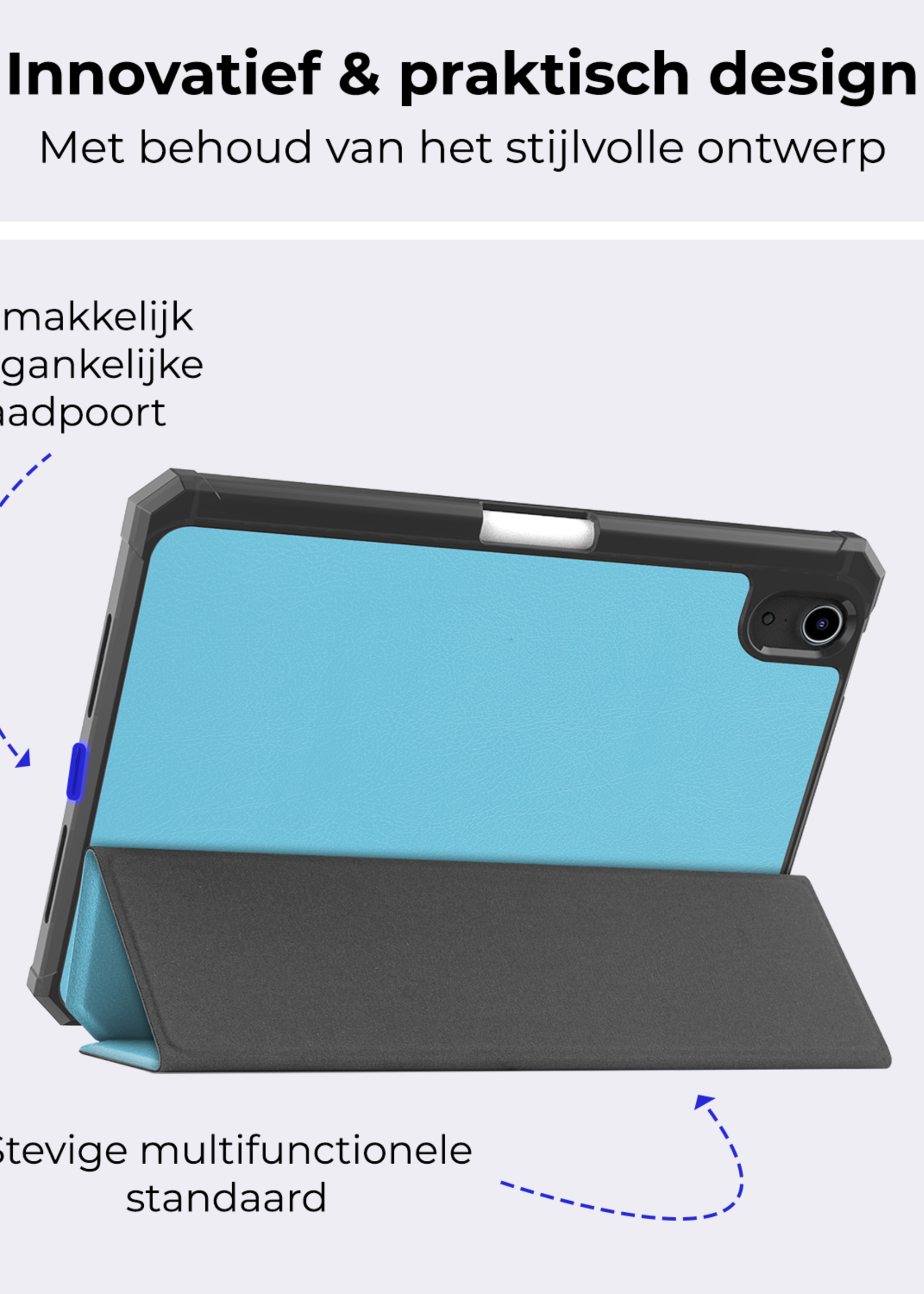 BTH BTH iPad Mini 7 Hoesje Met Uitsparing Apple Pencil En Met Screenprotector - Lichtblauw
