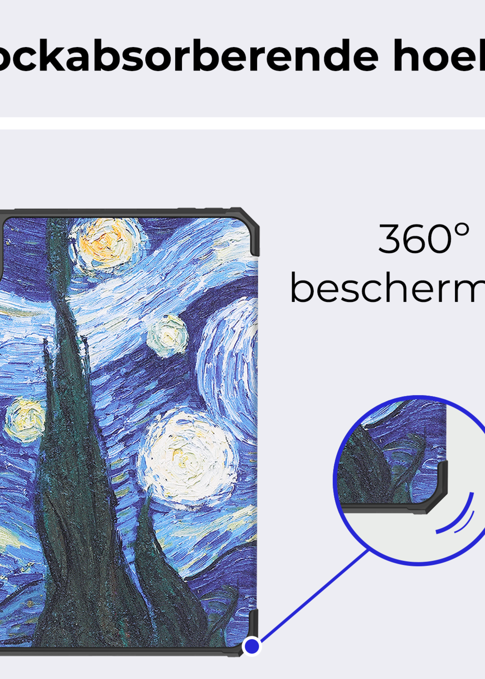 BTH BTH iPad Mini 7 Hoesje Met Uitsparing Apple Pencil En Met Screenprotector - Sterrenhemel