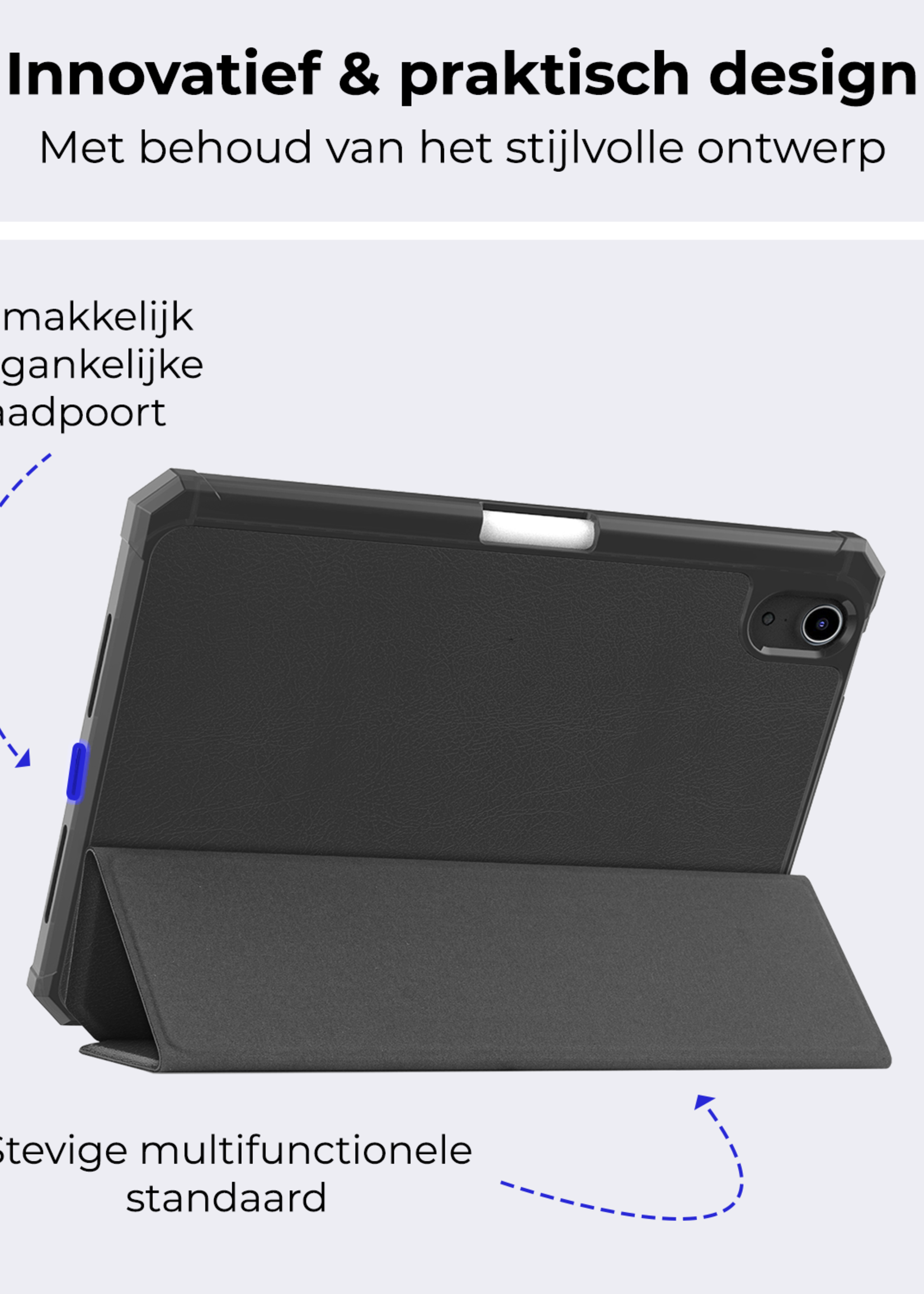 BTH BTH iPad Mini 7 Hoesje Met Uitsparing Apple Pencil En Met Screenprotector - Zwart