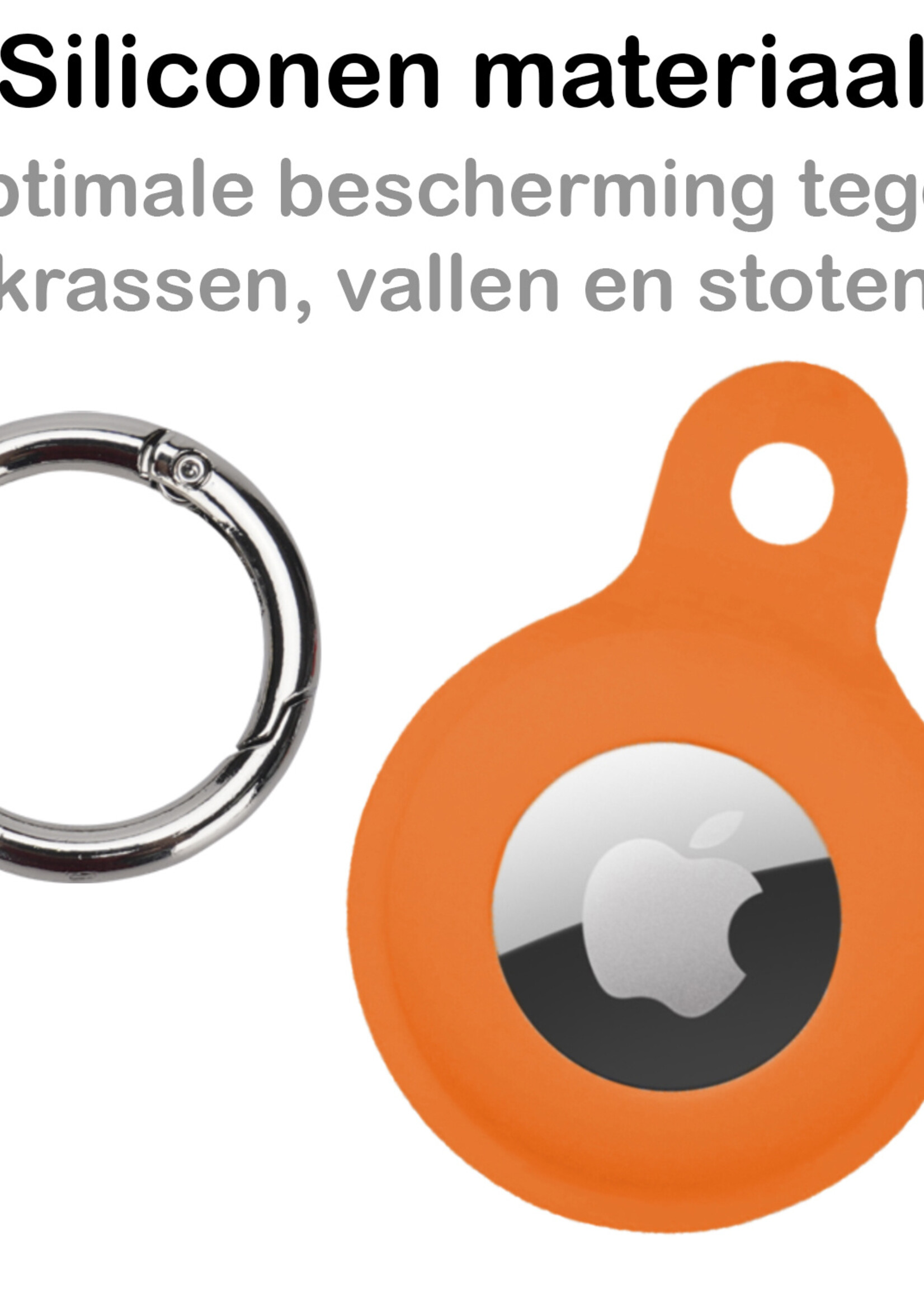 BTH Hoesje Geschikt voor Apple AirTag Sleutelhanger Hoesje Siliconen Hanger - Hoesje Geschikt voor Apple AirTag Hanger Sleutelhanger Hoesje - Oranje - 4 PACK