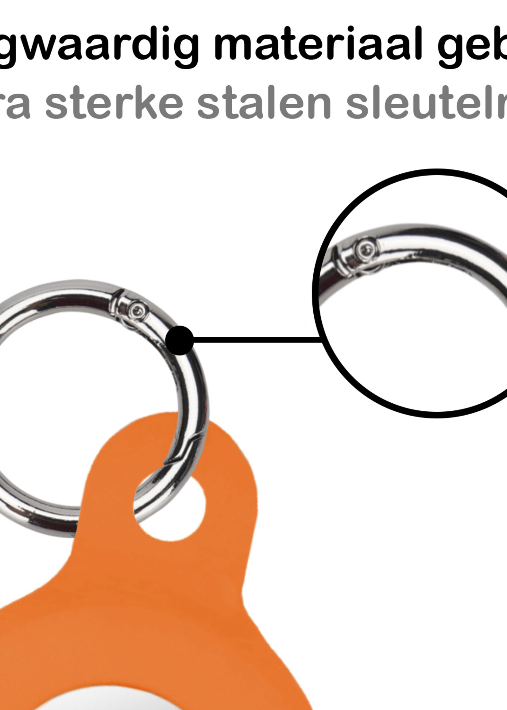 BTH Hoesje Geschikt voor Apple AirTag Sleutelhanger Hoesje Siliconen Hanger - Hoesje Geschikt voor Apple AirTag Hanger Sleutelhanger Hoesje - Oranje - 4 PACK