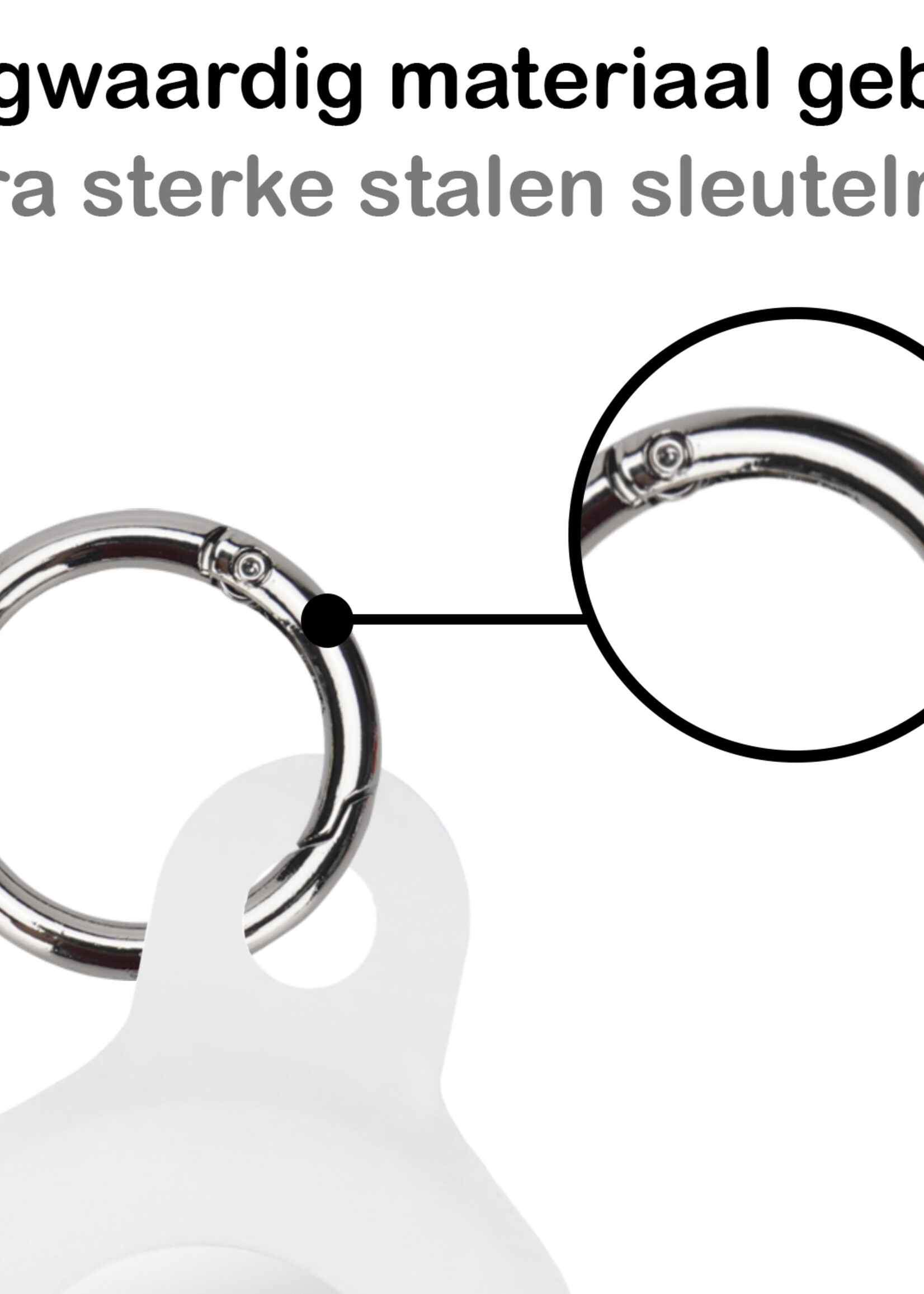BTH Hoesje Geschikt voor Apple AirTag Sleutelhanger Hoesje Siliconen Hanger - Hoesje Geschikt voor Apple AirTag Hanger Sleutelhanger Hoesje - Wit - 4 PACK