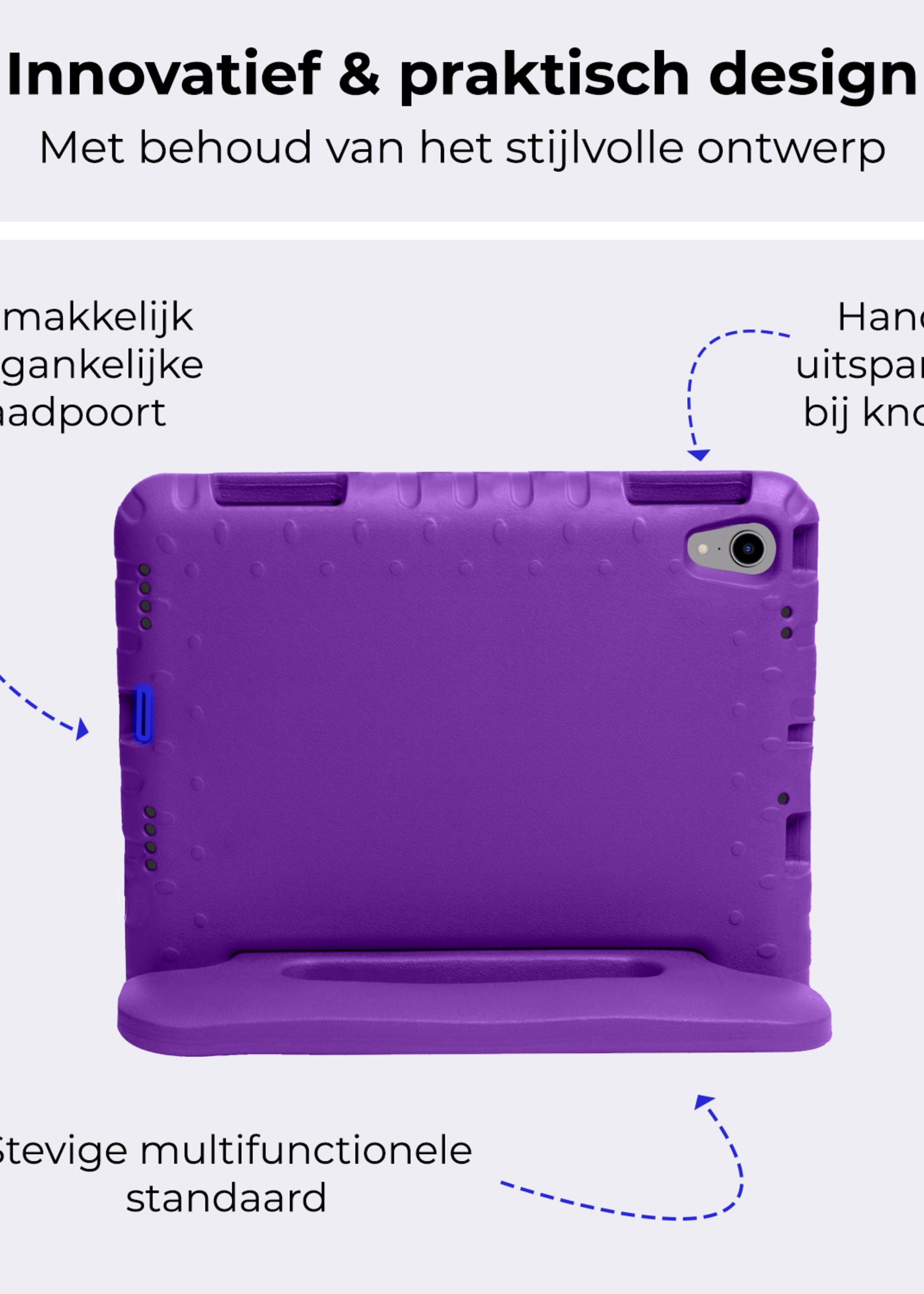 BTH BTH iPad Mini 7 Kinderhoes Met Screenprotector - Paars
