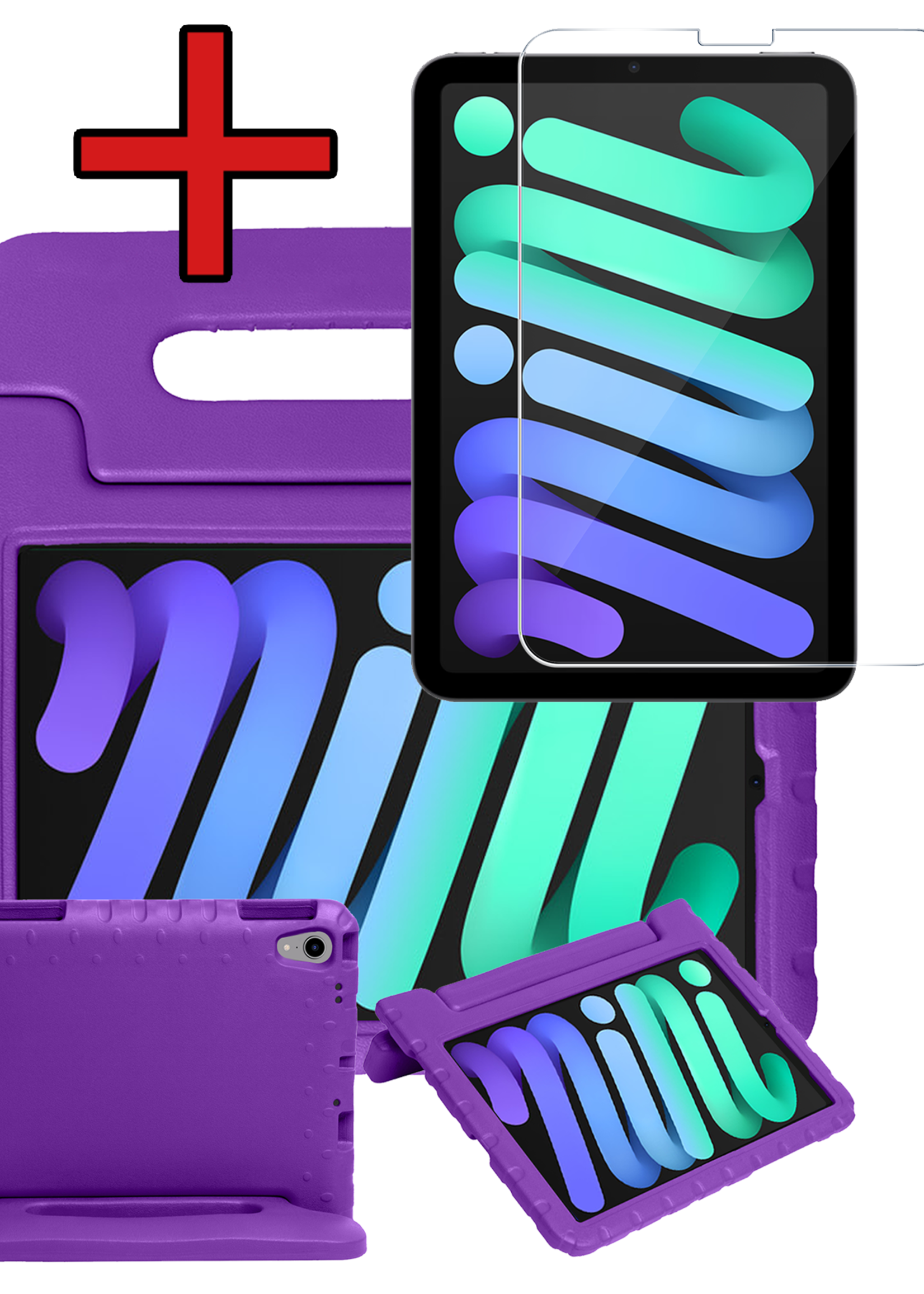 BTH BTH iPad Mini 7 Kinderhoes Met Screenprotector - Paars