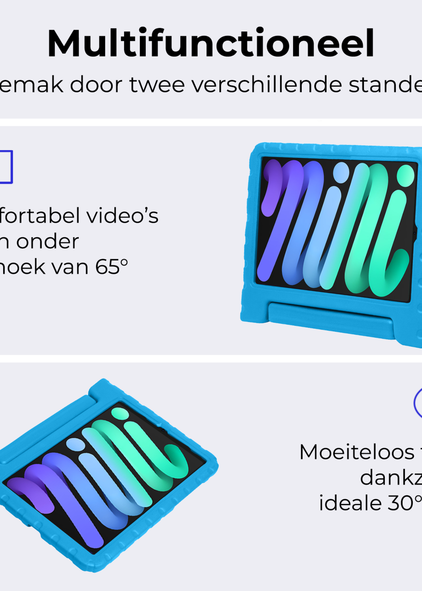 BTH BTH iPad Mini 7 Kinderhoes Met 2x Screenprotector - Blauw