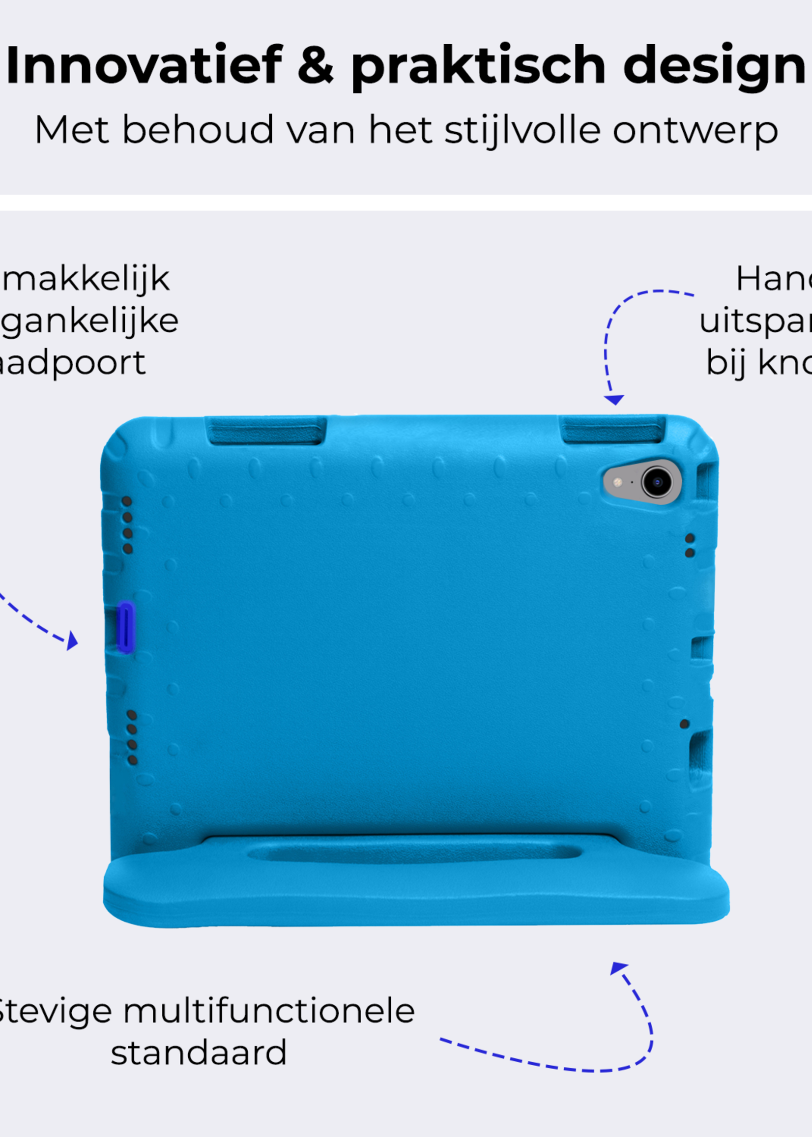 BTH BTH iPad Mini 7 Kinderhoes Met 2x Screenprotector - Blauw