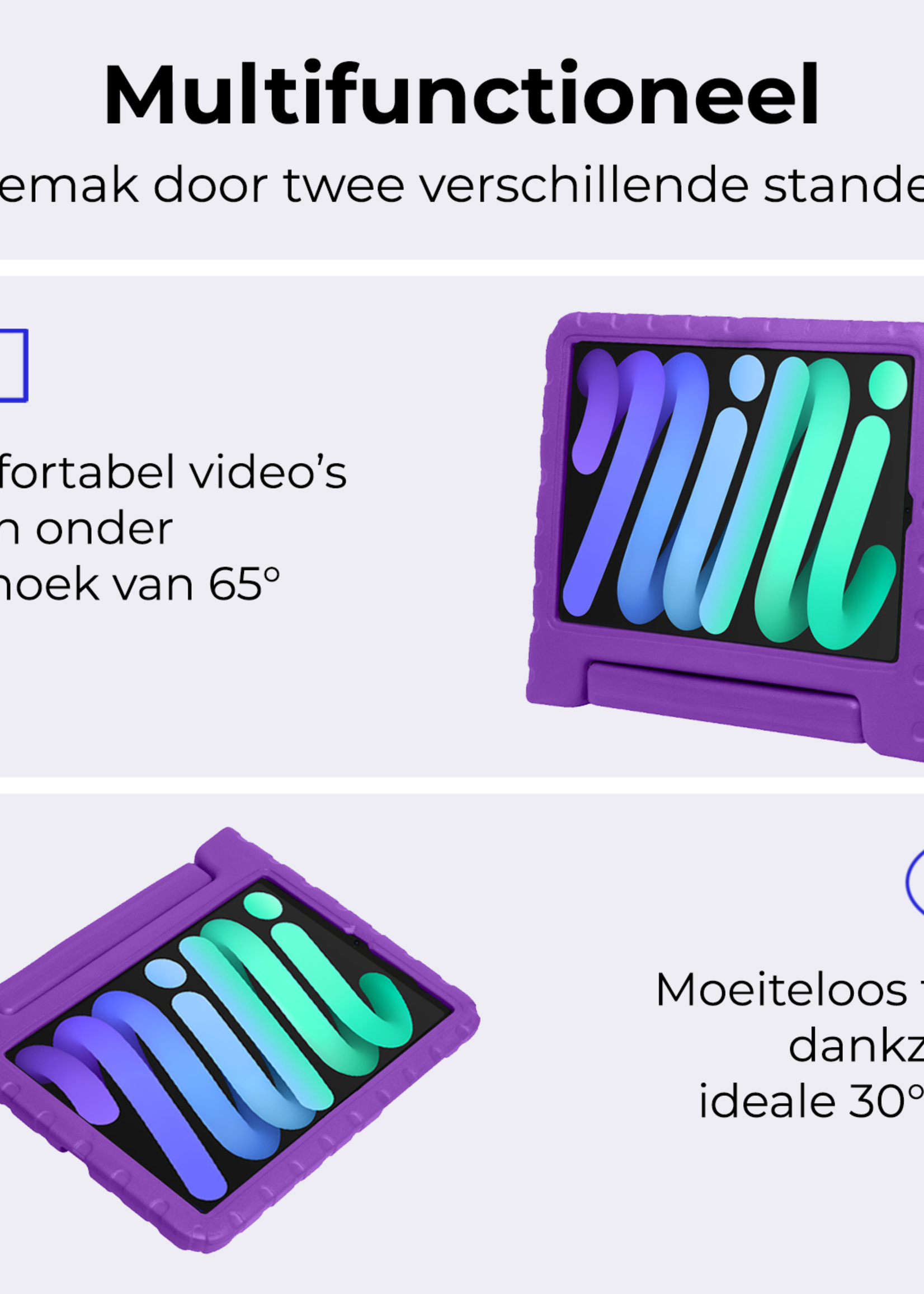 BTH BTH iPad Mini 7 Kinderhoes Met 2x Screenprotector - Paars