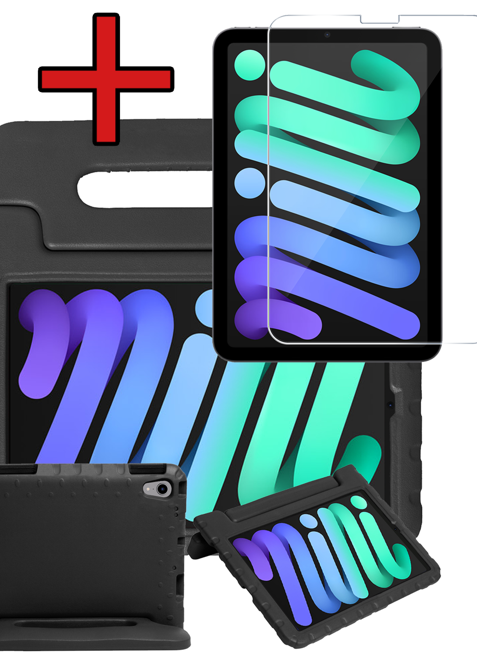 BTH BTH iPad Mini 7 Kinderhoes Met Screenprotector - Zwart