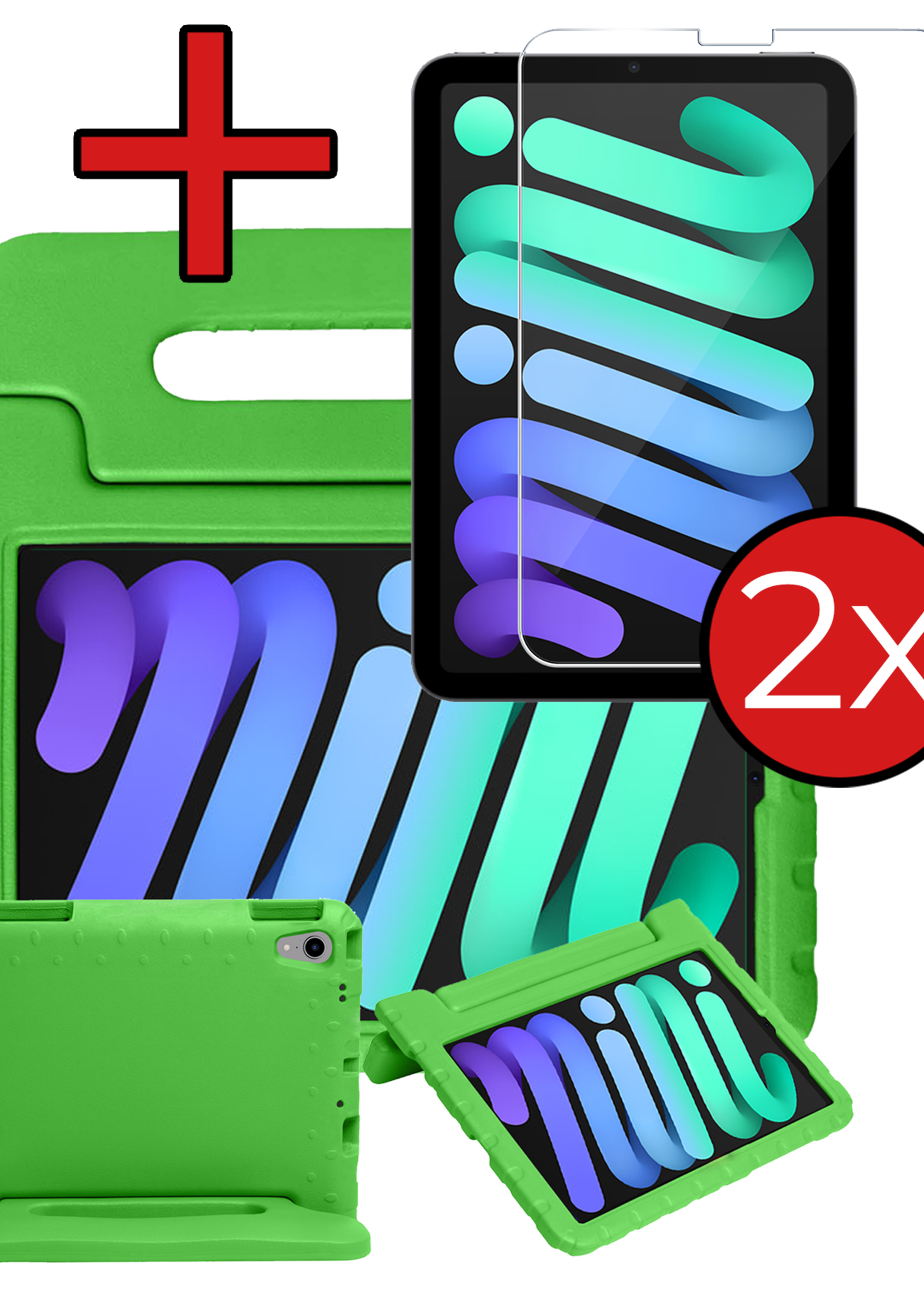 BTH BTH iPad Mini 7 Kinderhoes Met 2x Screenprotector - Groen