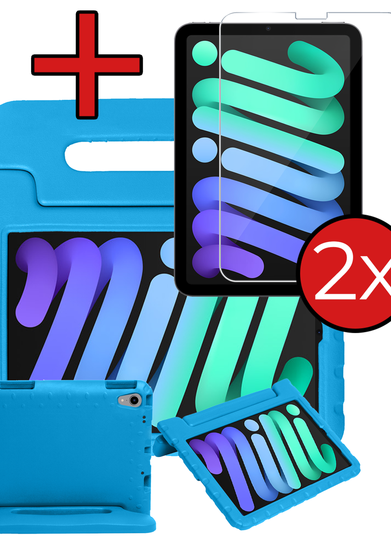 BTH BTH iPad Mini 7 Kinderhoes Met 2x Screenprotector - Blauw