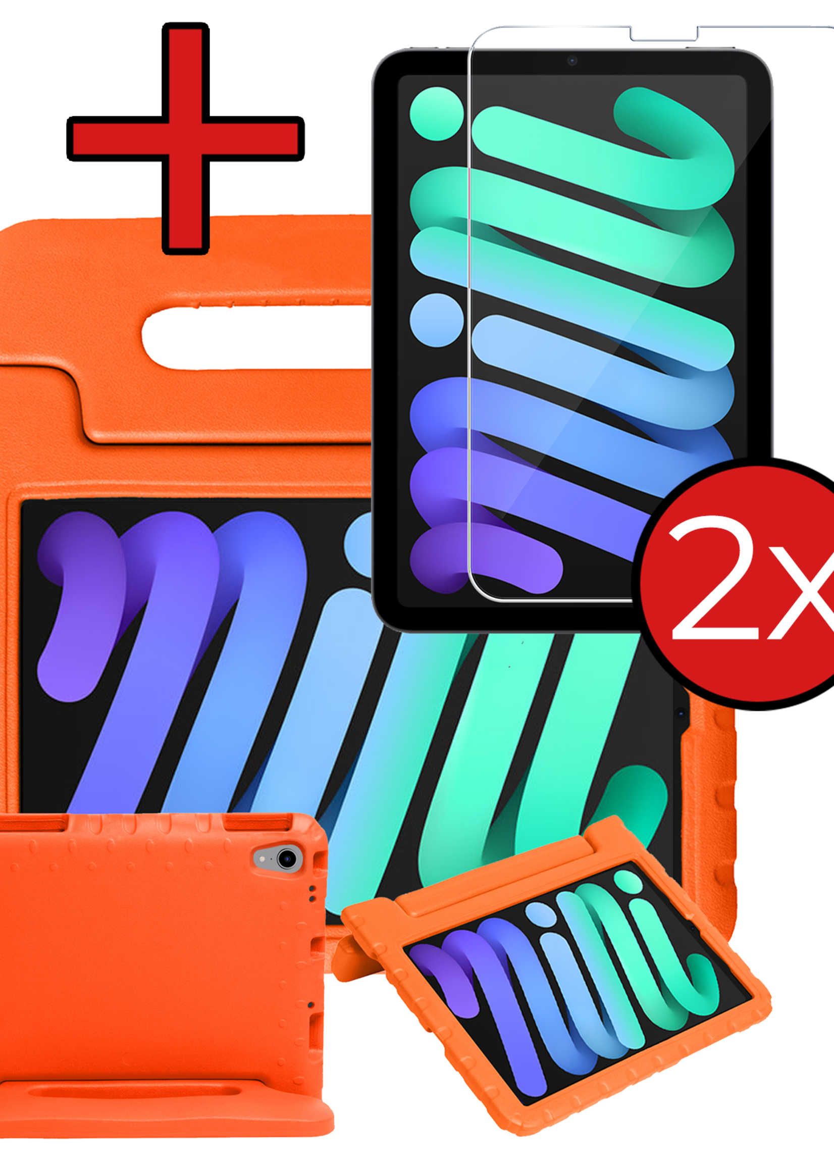 BTH BTH iPad Mini 7 Kinderhoes Met 2x Screenprotector - Oranje