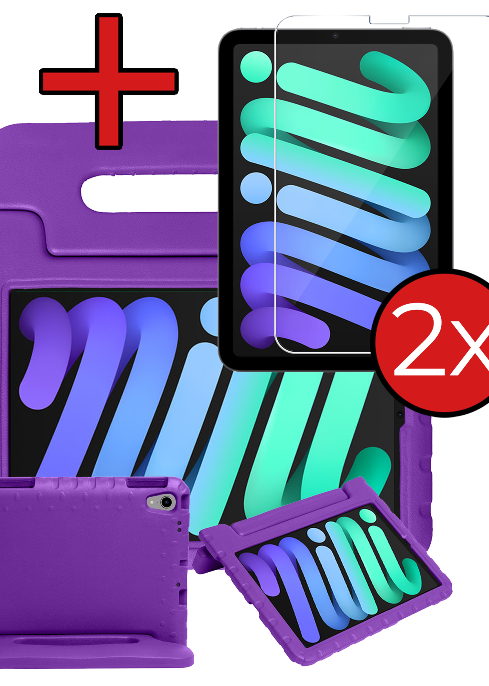 BTH BTH iPad Mini 7 Kinderhoes Met 2x Screenprotector - Paars