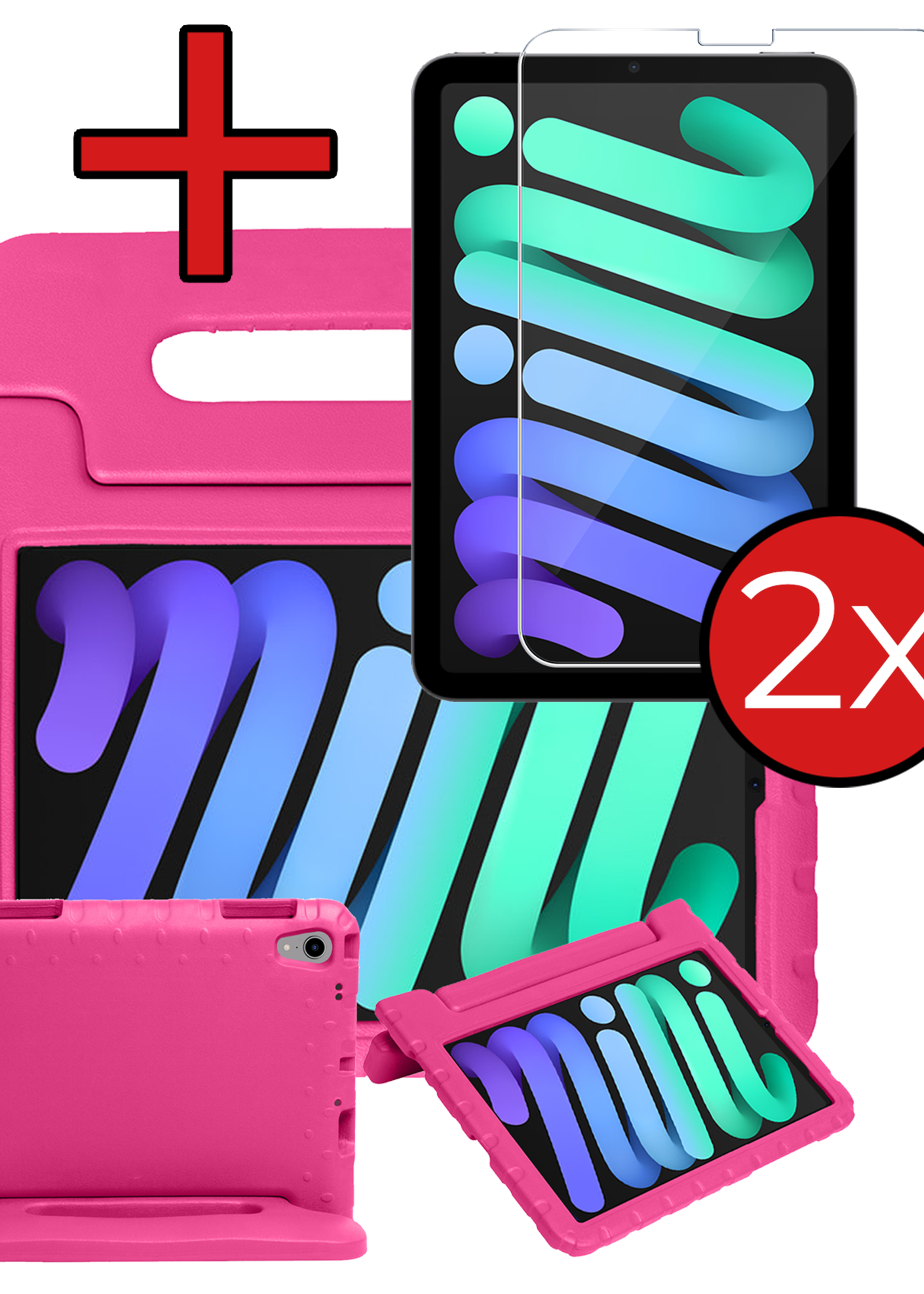 BTH BTH iPad Mini 7 Kinderhoes Met 2x Screenprotector - Roze