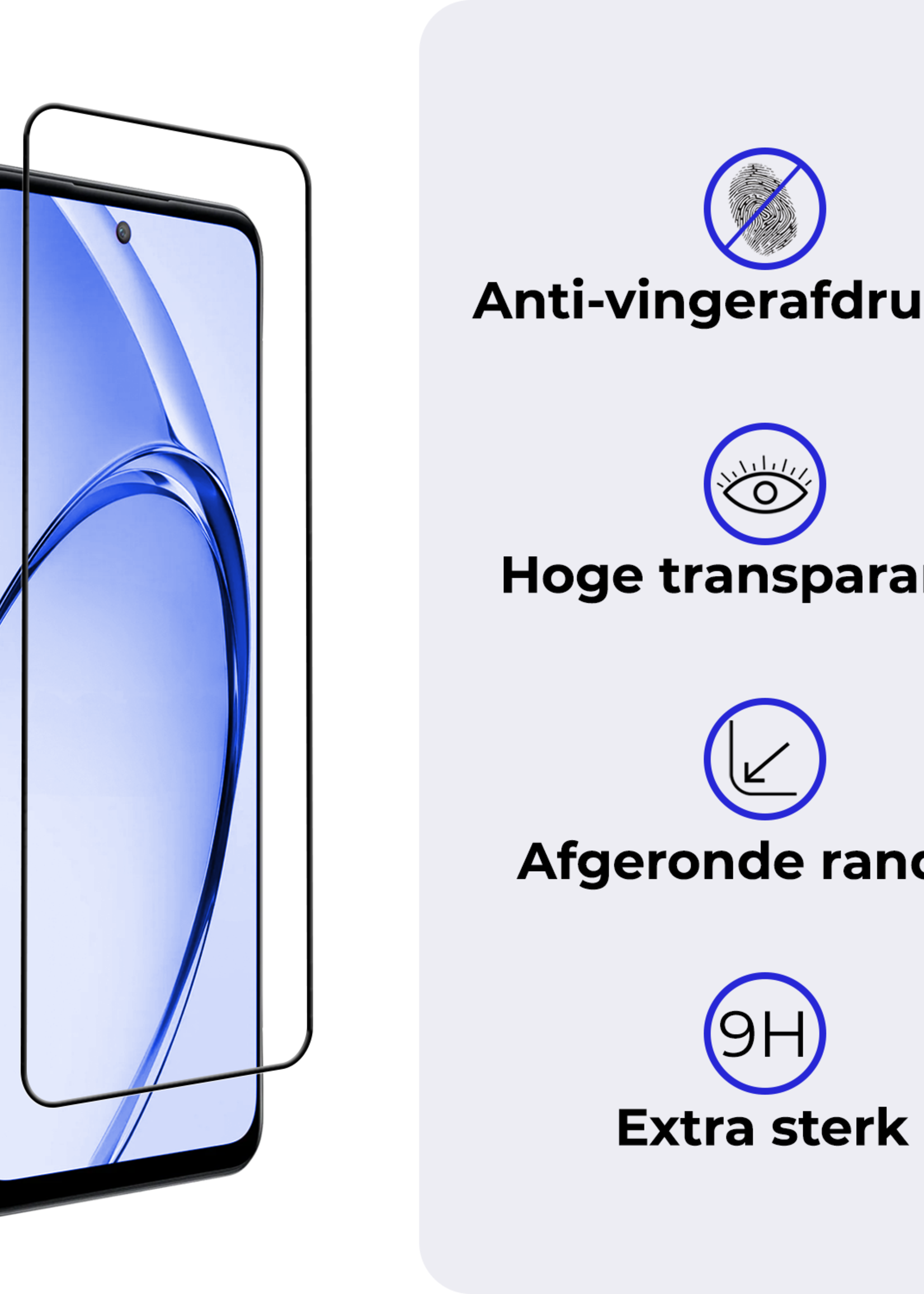 BTH BTH OPPO A80 Screenprotector Glas Full Cover - 2 PACK