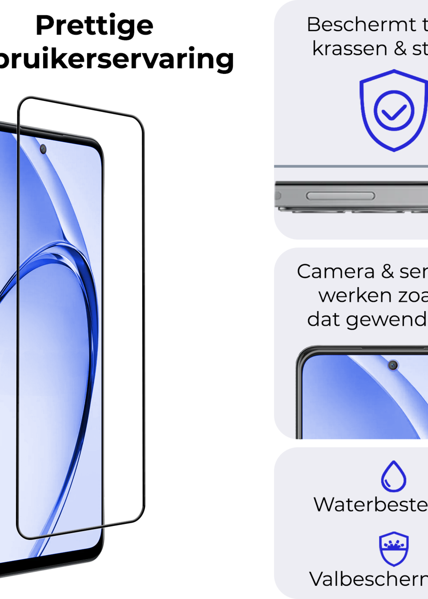 BTH BTH OPPO A80 Screenprotector Glas Full Cover - 2 PACK