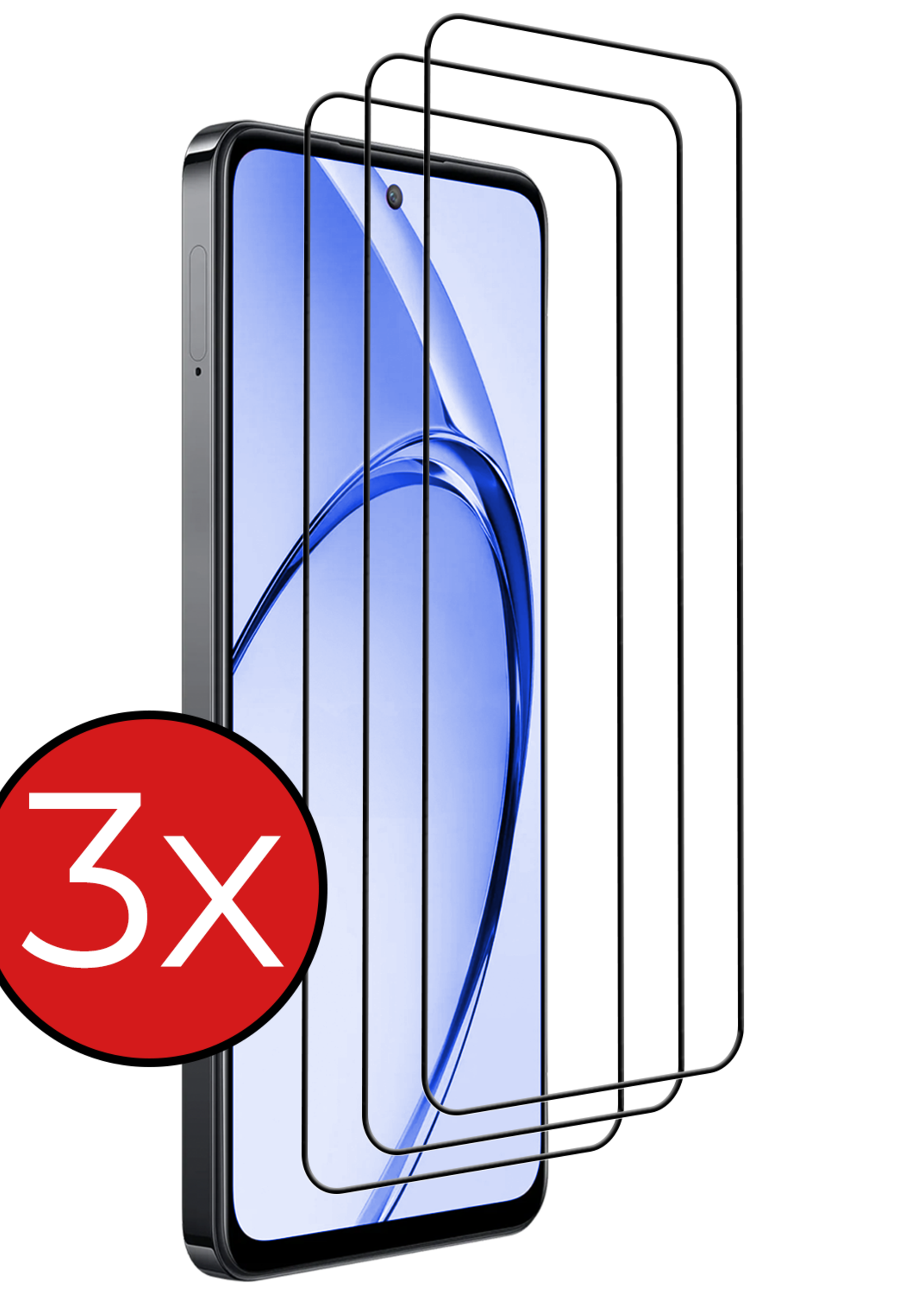 BTH BTH OPPO A80 Screenprotector Glas Full Cover - 3 PACK