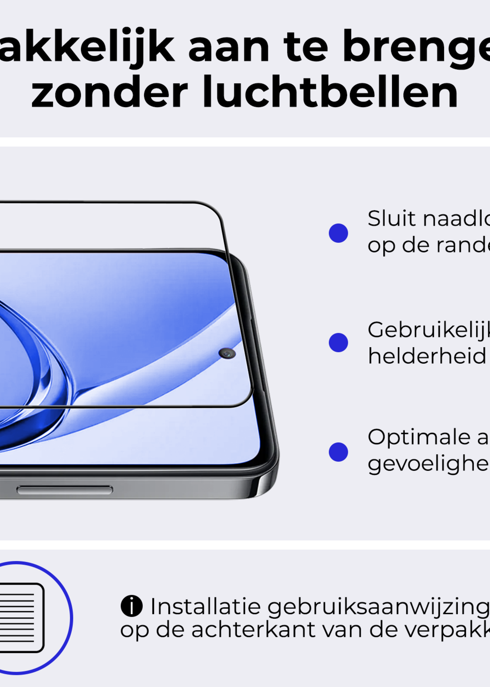 BTH BTH OPPO A80 Screenprotector Glas Full Cover - 3 PACK