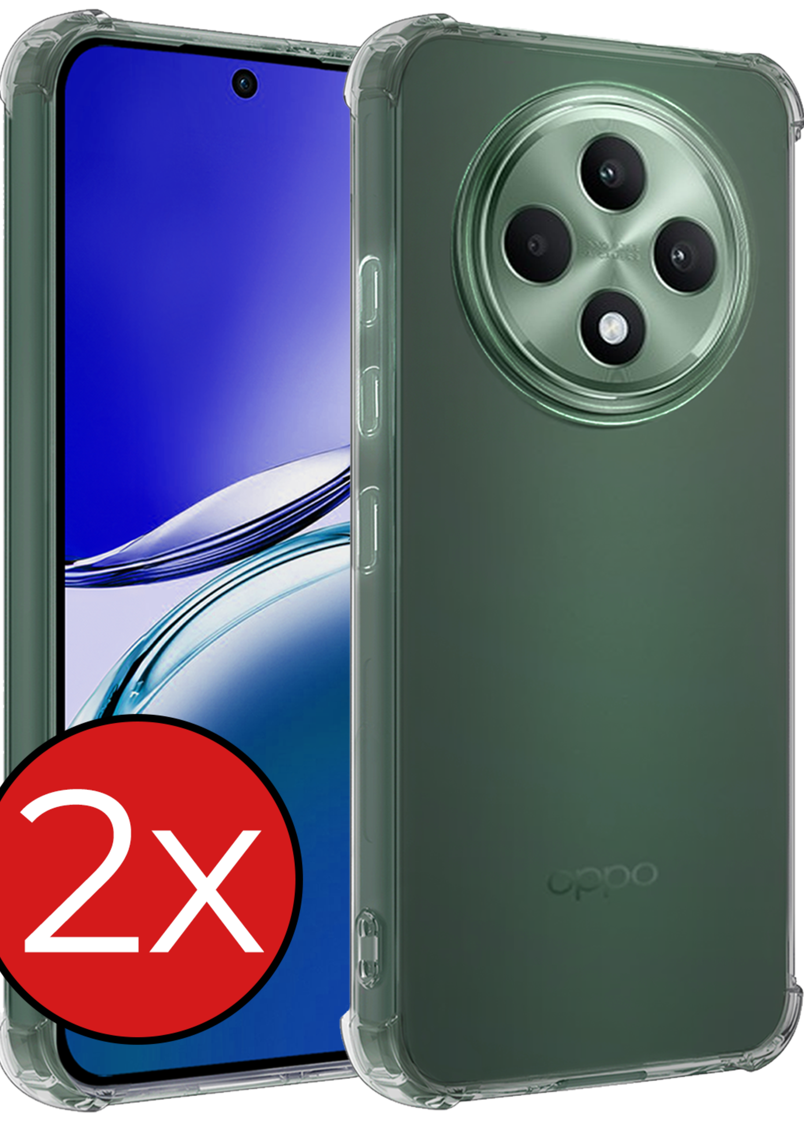 BTH BTH OPPO Reno 12F Hoesje Shockproof - Transparant - 2 PACK