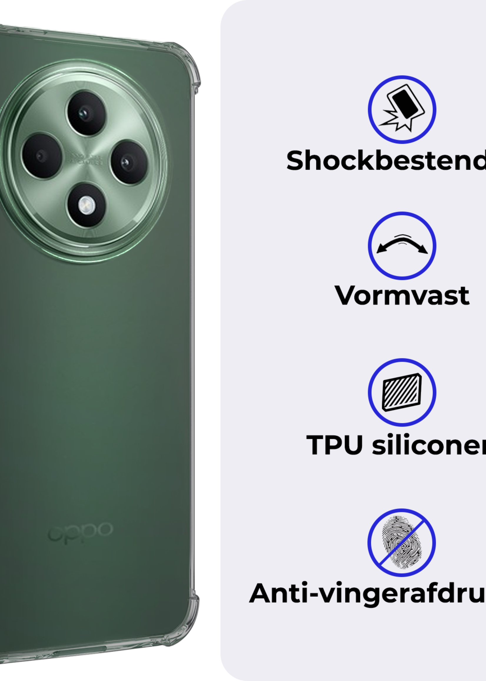 BTH BTH OPPO Reno 12F Hoesje Shockproof - Transparant - 2 PACK