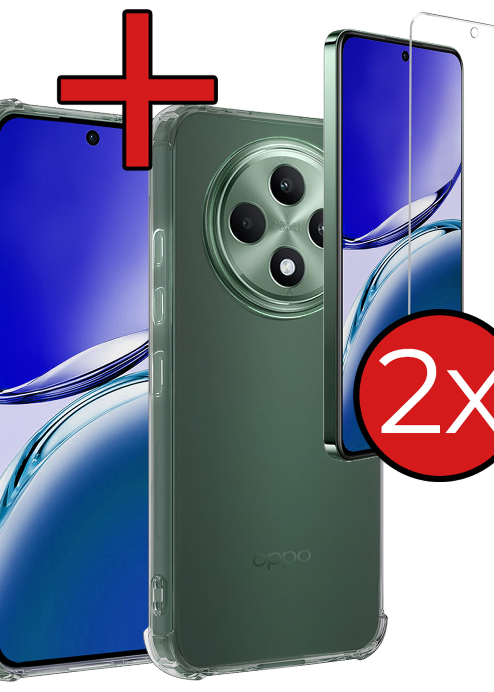 BTH BTH OPPO Reno 12F Hoesje Shockproof Met 2x Screenprotector