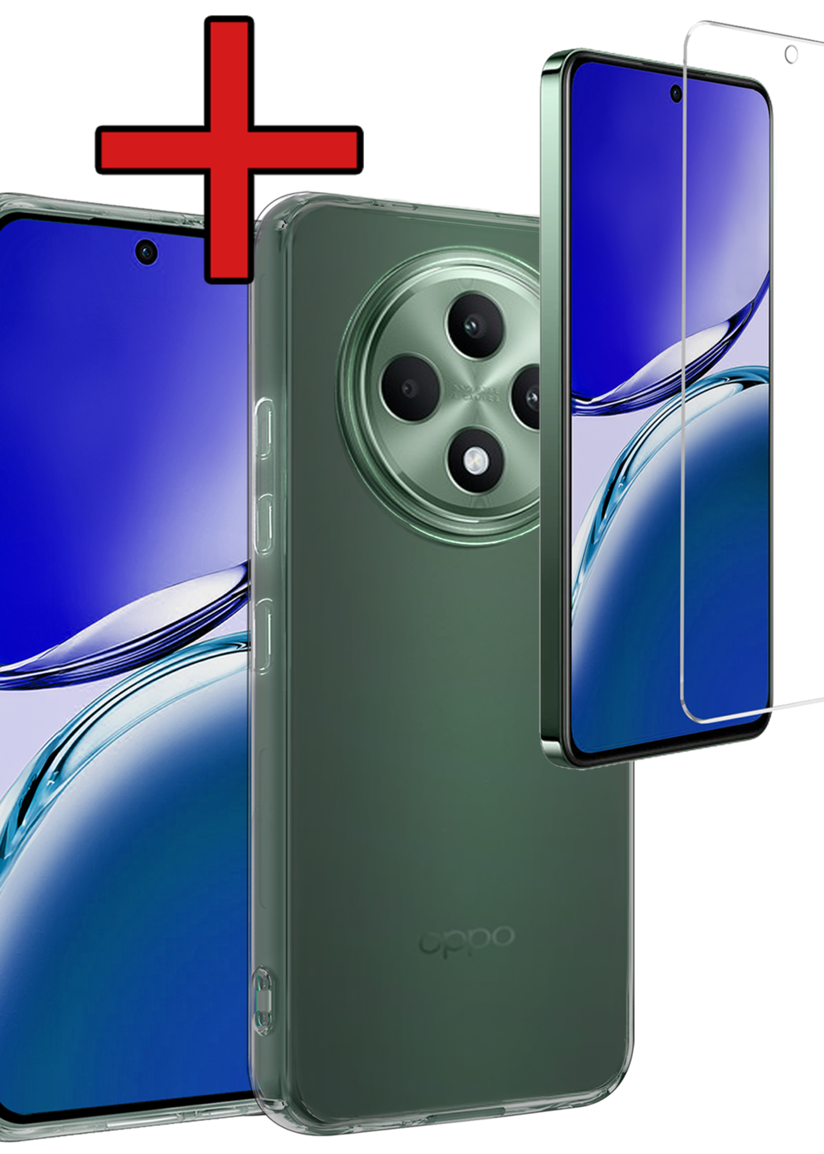 BTH BTH OPPO Reno 12F Hoesje Siliconen Met Screenprotector - Transparant