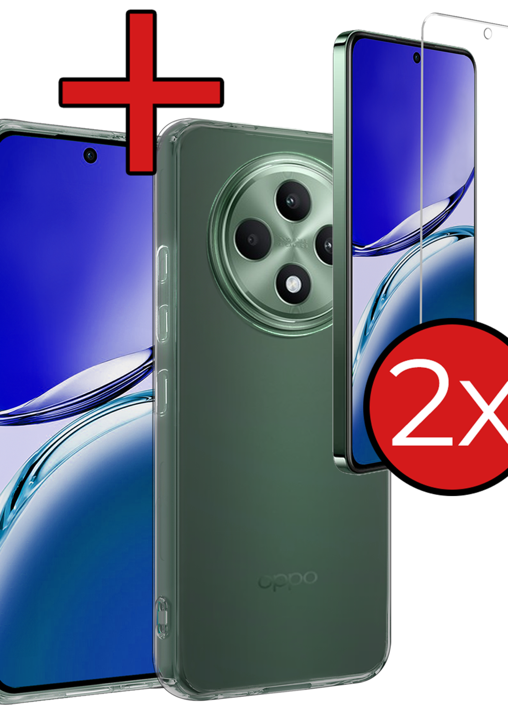 BTH BTH OPPO Reno 12F Hoesje Siliconen Met 2x Screenprotector - Transparant