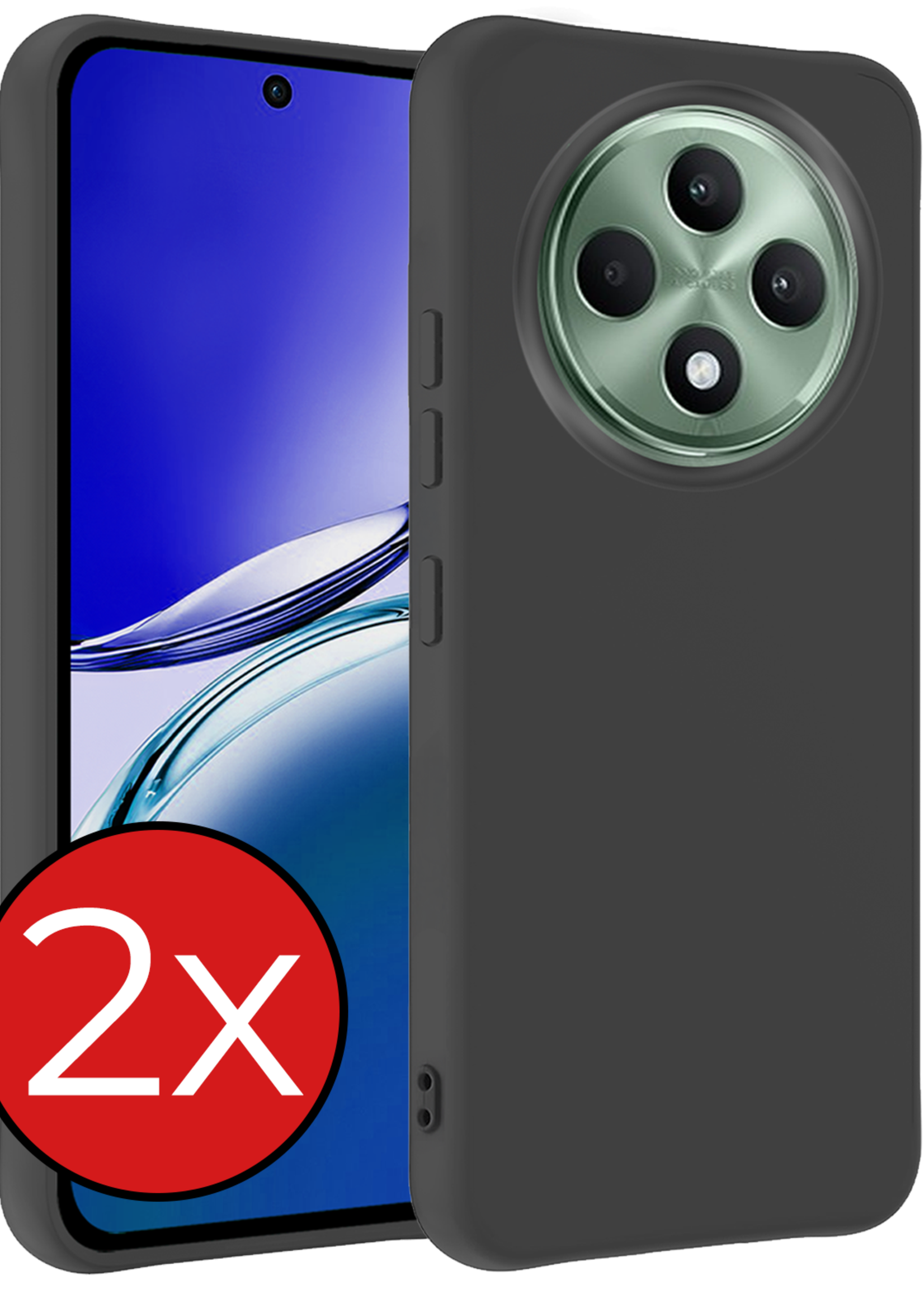 BTH BTH OPPO Reno 12F Hoesje Siliconen - Zwart - 2 PACK