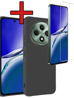 BTH BTH OPPO Reno 12F Hoesje Siliconen Met Screenprotector - Zwart