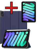BTH BTH iPad Mini 7 Hoesje Met Uitsparing Apple Pencil En Met Screenprotector - Donkerblauw