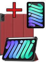 BTH BTH iPad Mini 7 Hoesje Met Uitsparing Apple Pencil En Met Screenprotector - Donkerrood