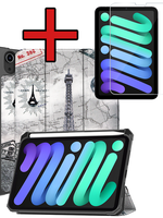 BTH BTH iPad Mini 7 Hoesje Met Uitsparing Apple Pencil En Met Screenprotector - Eiffeltoren