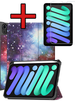 BTH BTH iPad Mini 7 Hoesje Met Uitsparing Apple Pencil En Met Screenprotector - Galaxy