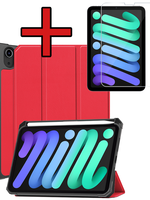 BTH BTH iPad Mini 7 Hoesje Met Uitsparing Apple Pencil En Met Screenprotector - Rood