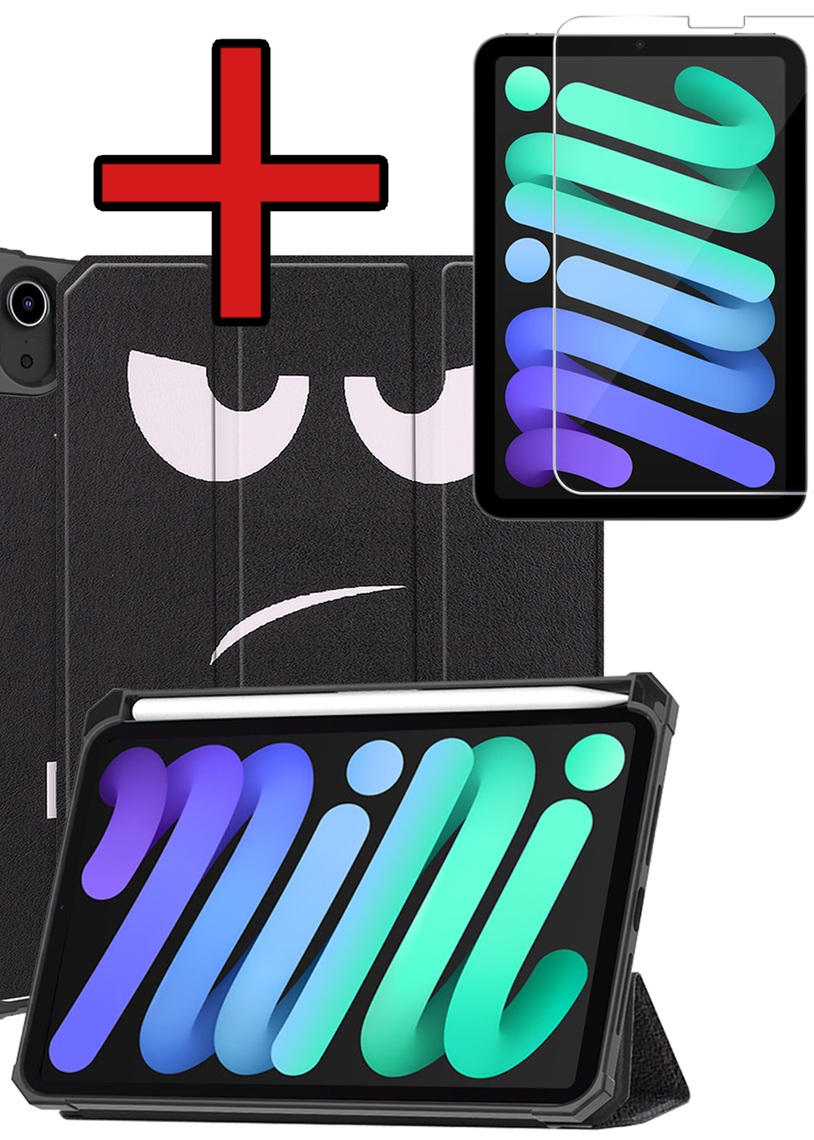 BTH BTH iPad Mini 7 Hoesje Met Uitsparing Apple Pencil En Met Screenprotector - Don't touch me