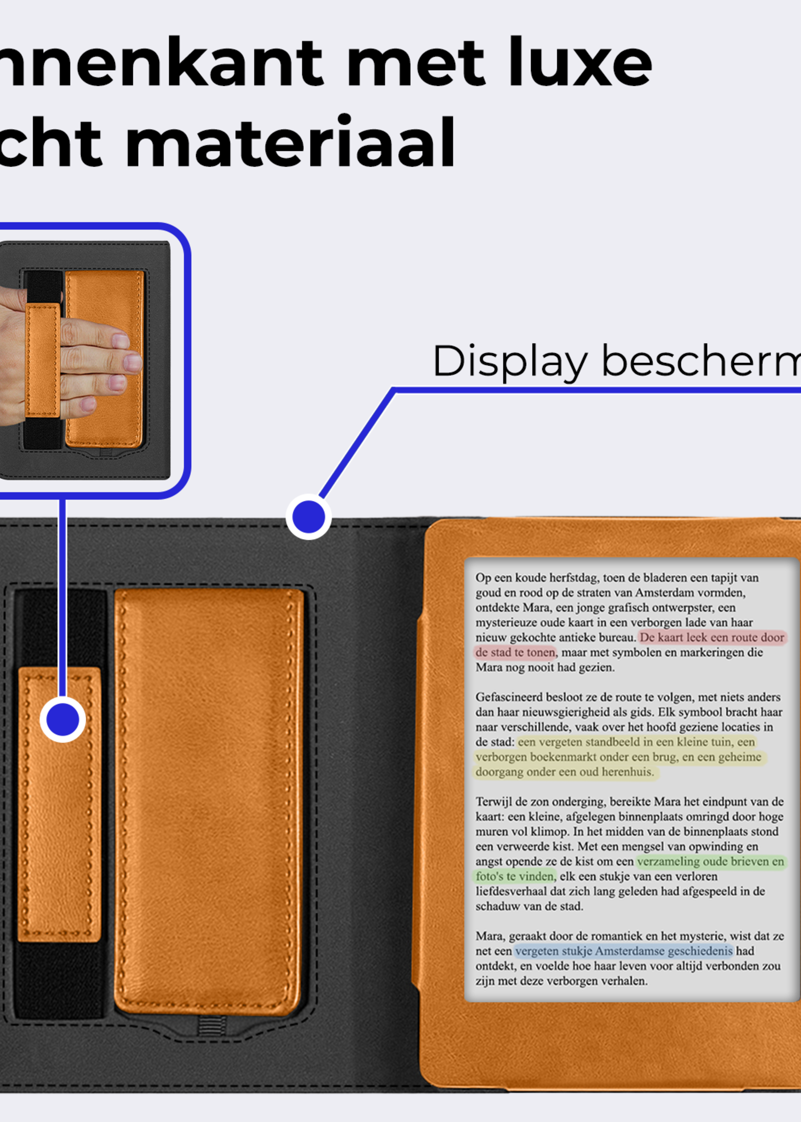 BTH BTH Kobo Clara Colour Hoesje Leer Met Screenprotector - Bruin