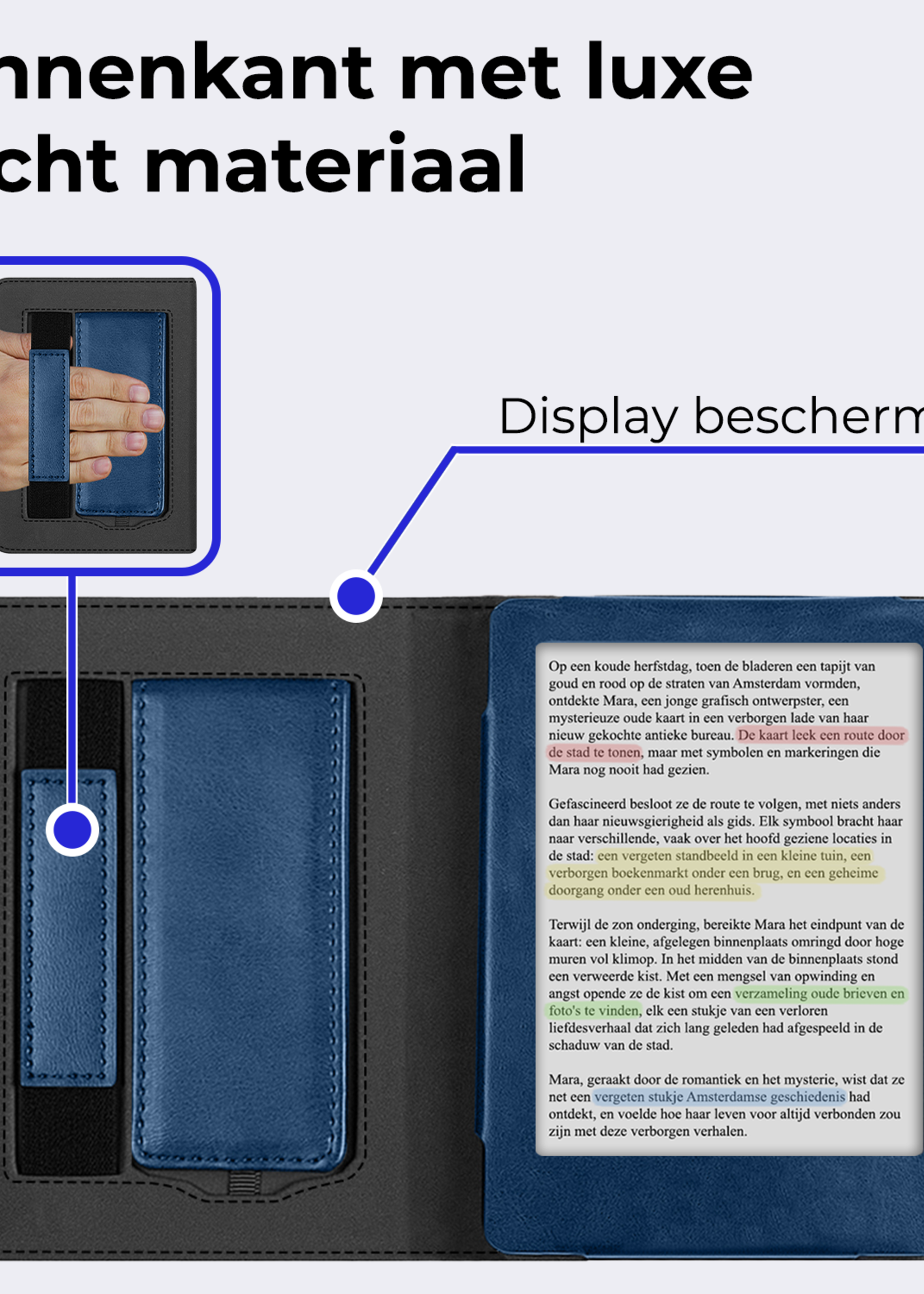 BTH BTH Kobo Clara Colour Hoesje Leer Met Screenprotector - Donkerblauw