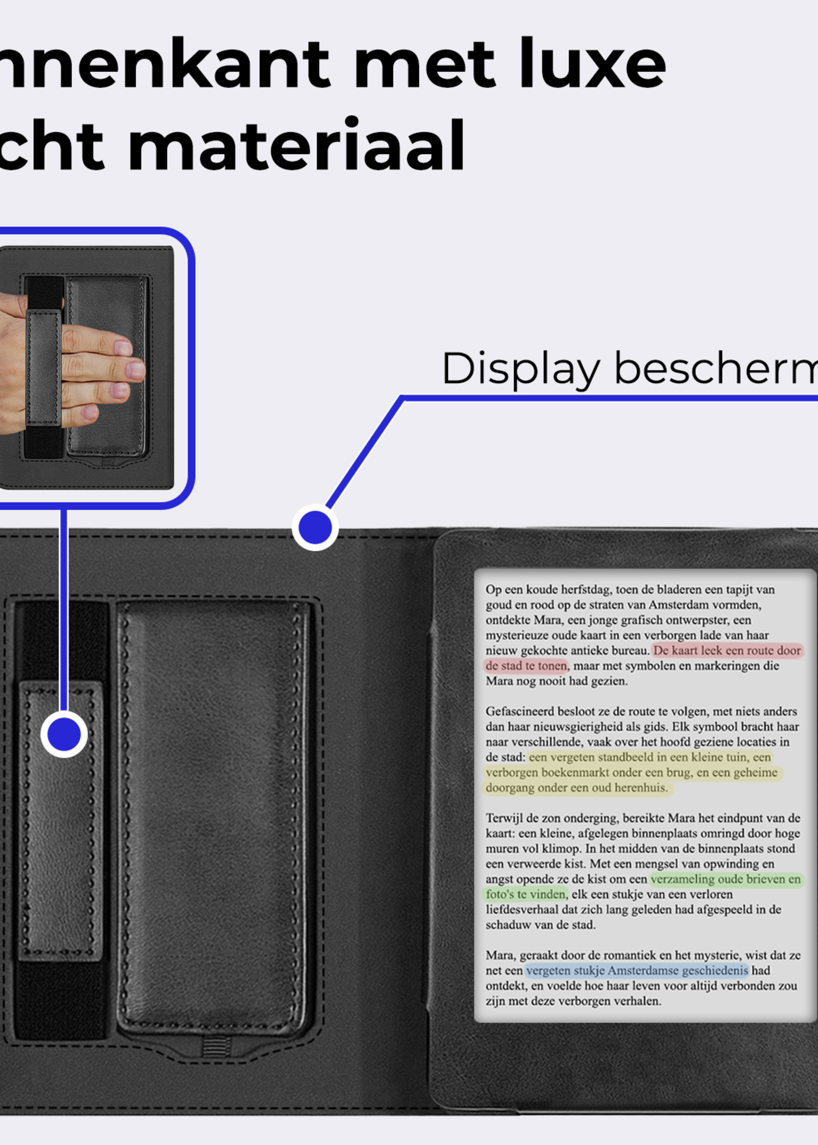 BTH BTH Kobo Clara Colour Hoesje Leer Met Screenprotector - Zwart