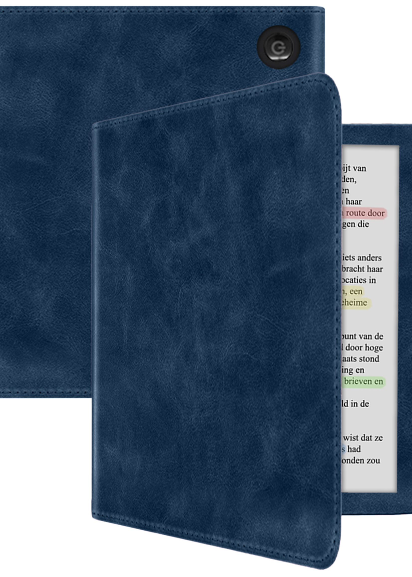 BTH BTH Kobo Libra Colour Hoesje Leer - Donkerblauw