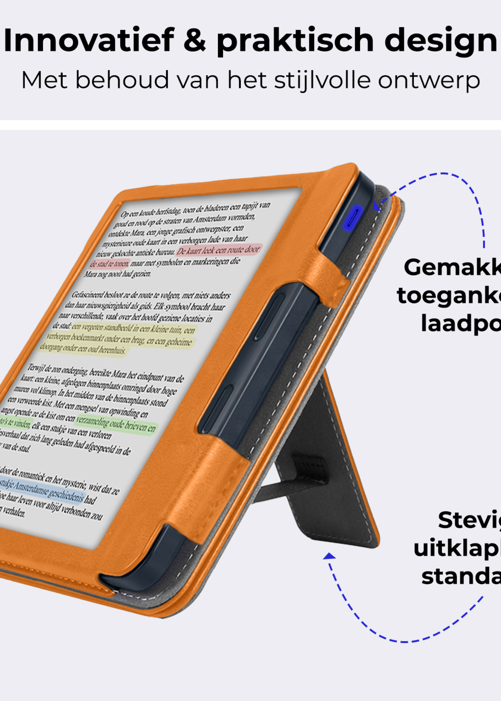 BTH BTH Kobo Libra Colour Hoesje Leer Met Screenprotector - Bruin