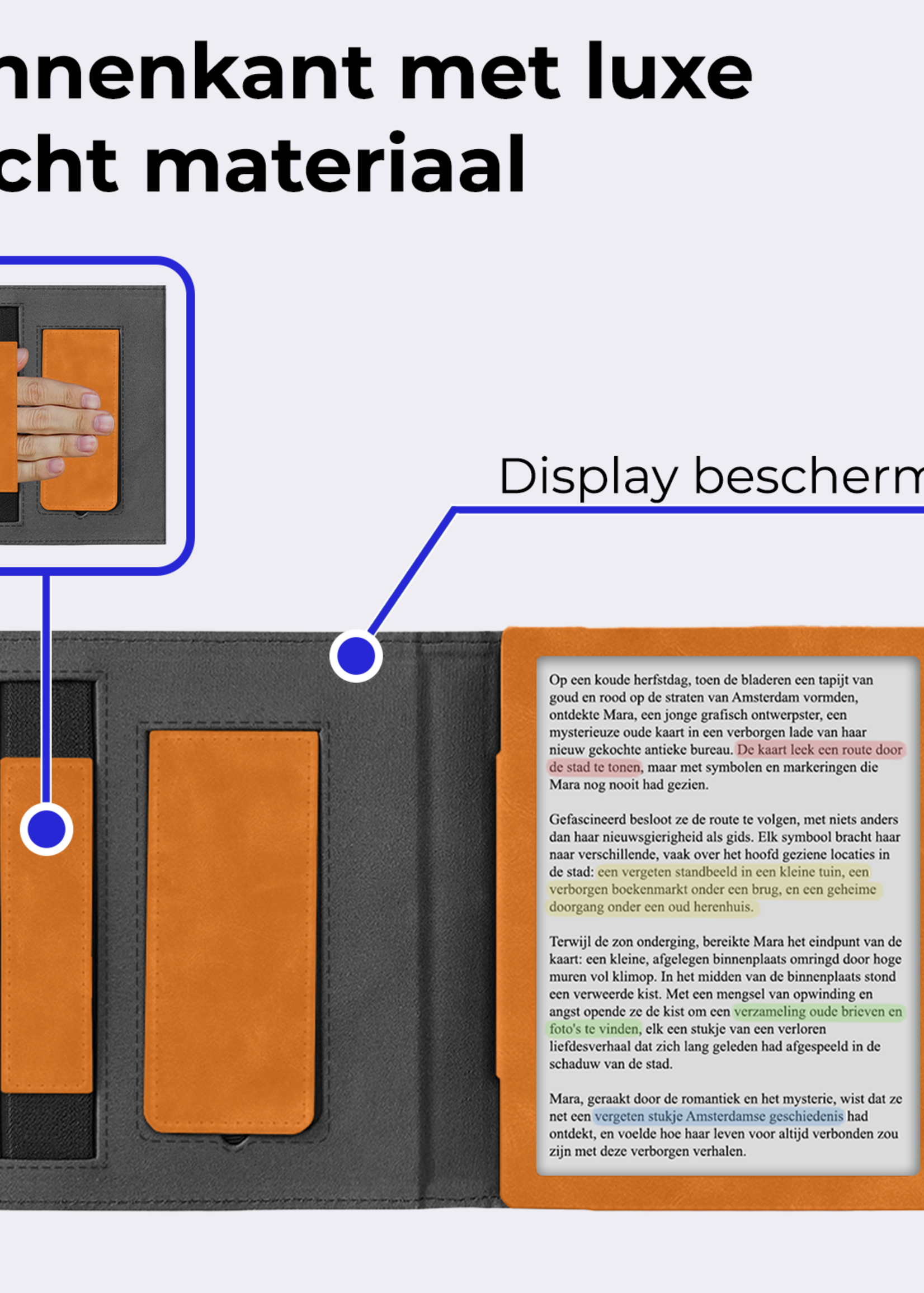 BTH BTH Kobo Libra Colour Hoesje Leer Met Screenprotector - Bruin