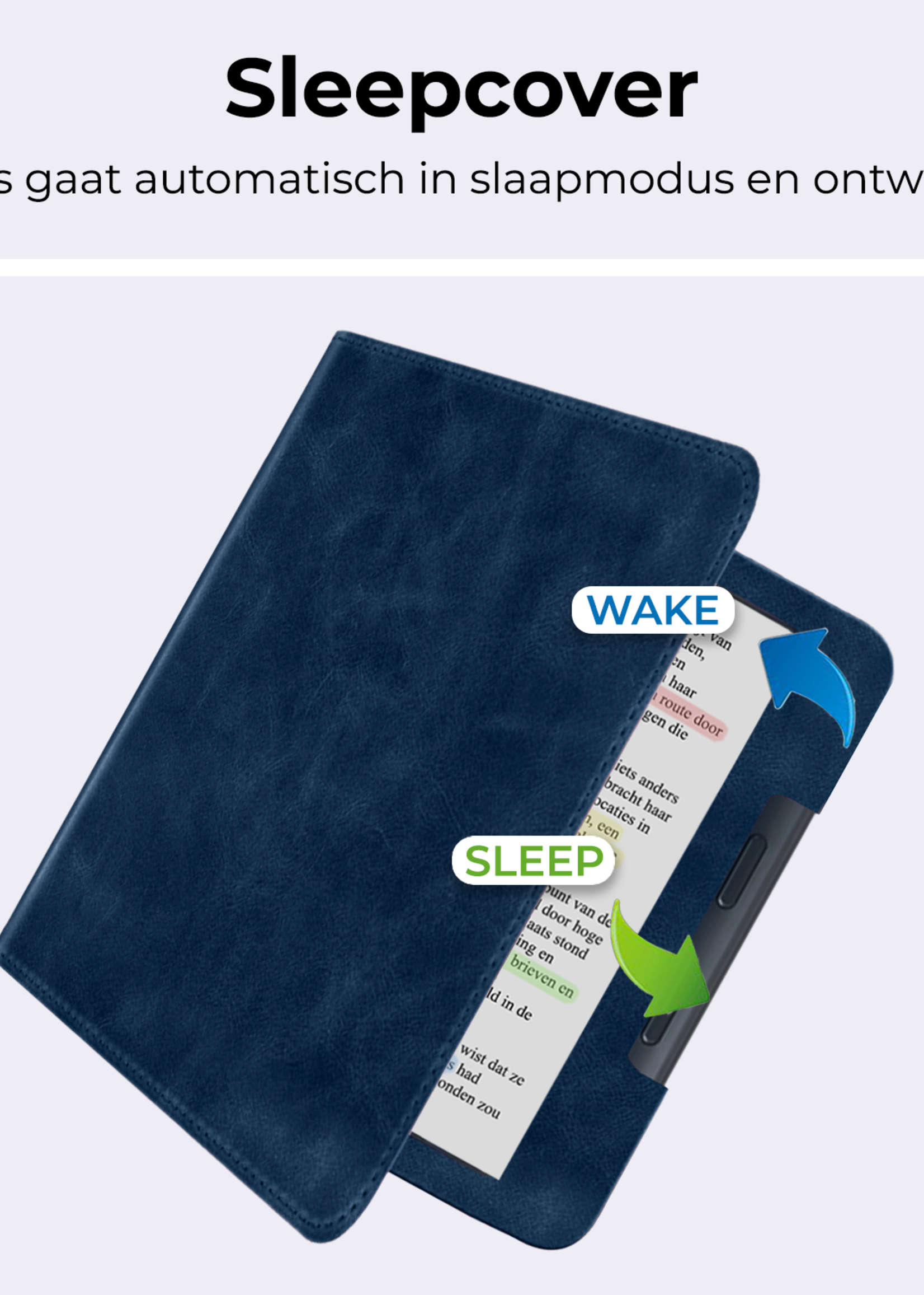 BTH BTH Kobo Libra Colour Hoesje Leer Met Screenprotector - Donkerblauw