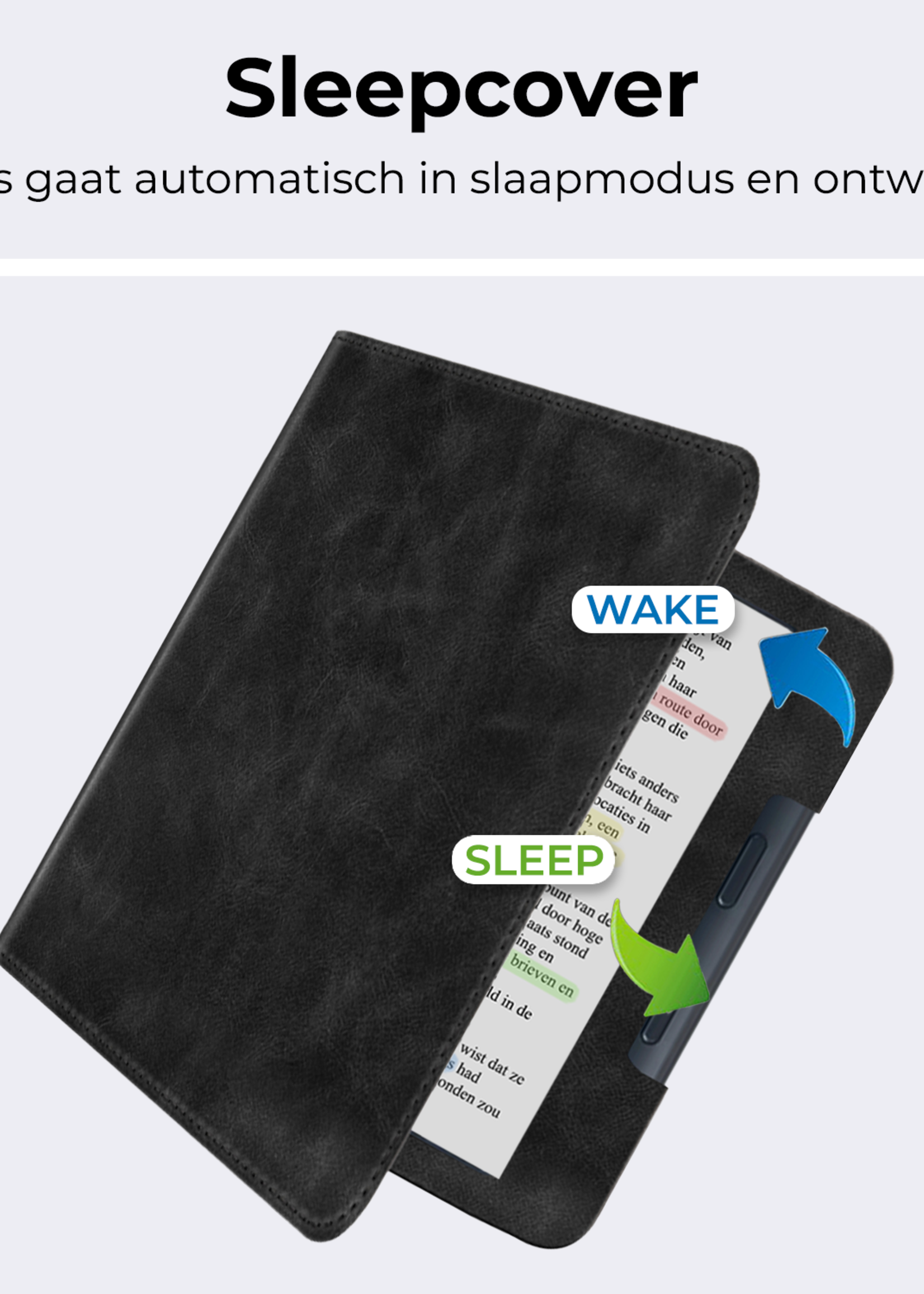 BTH BTH Kobo Libra Colour Hoesje Leer Met Screenprotector - Zwart