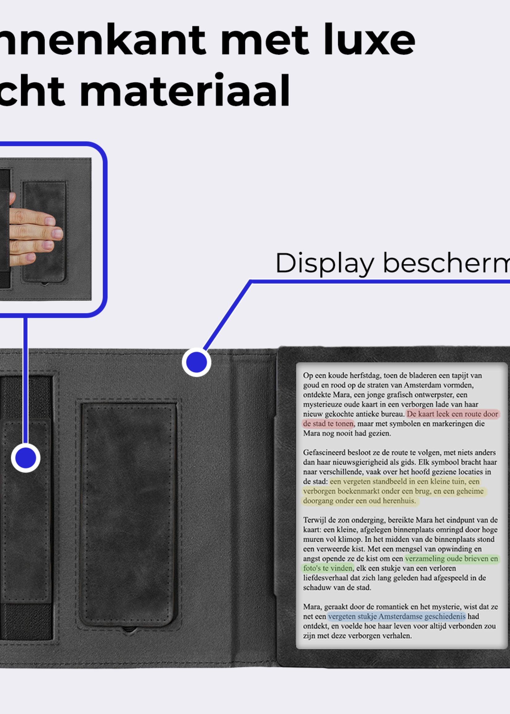 BTH BTH Kobo Libra Colour Hoesje Leer Met Screenprotector - Zwart