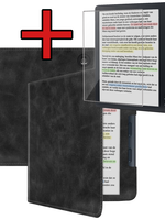 BTH BTH Kobo Libra Colour Hoesje Leer Met Screenprotector - Zwart