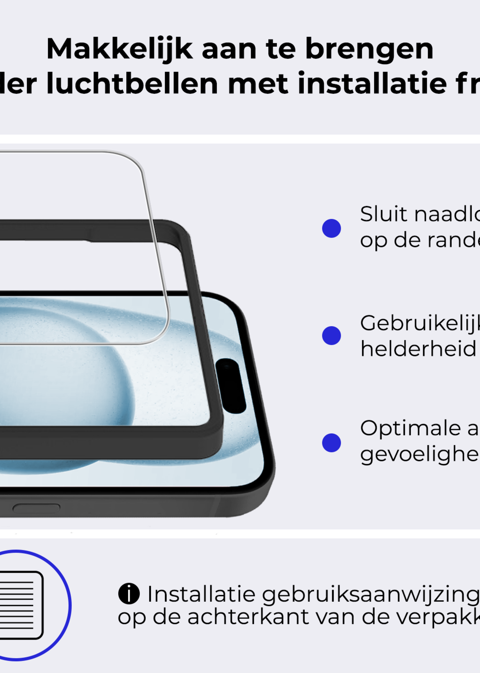 BTH BTH iPhone 15 Screenprotector Met Installatieframe - 2 PACK